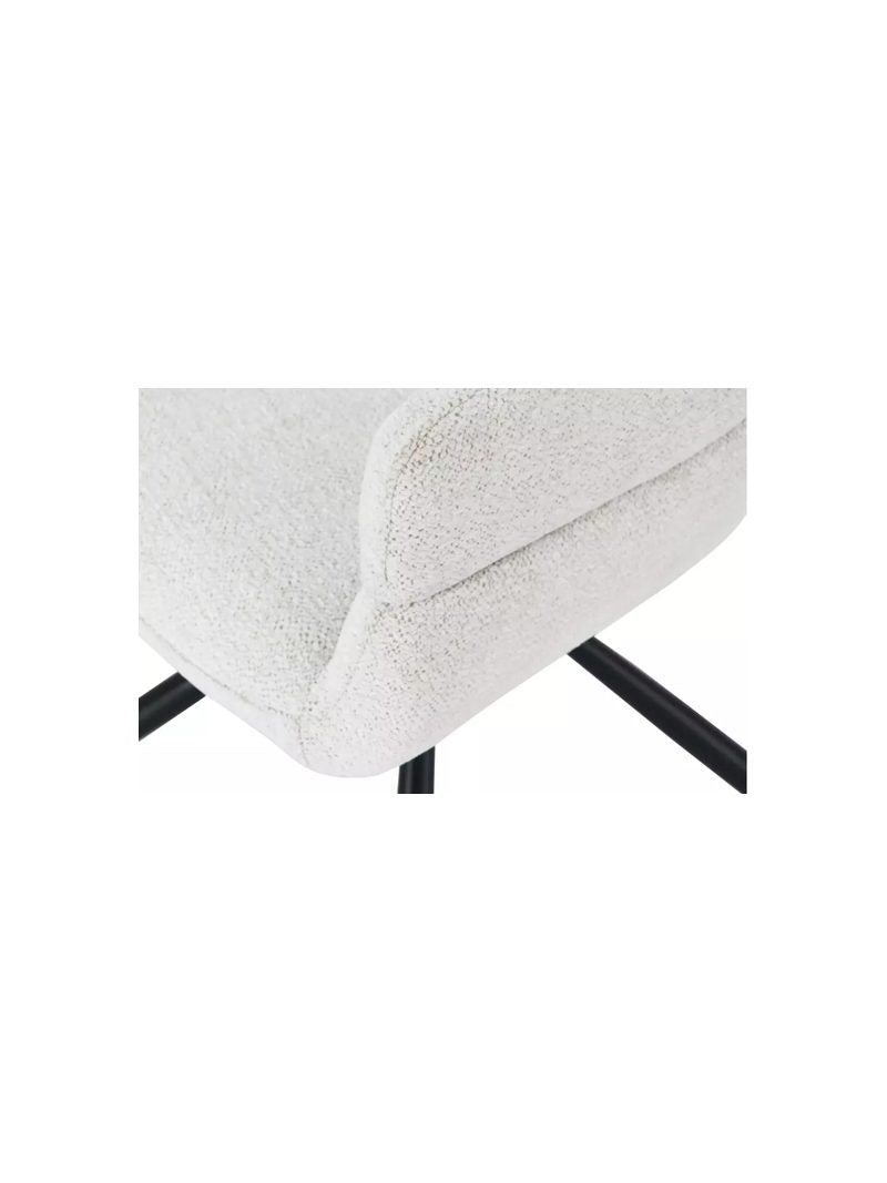 Scaun tapitat rotativ Movelix bej boucle Raven 22, picioare metal negre, detaliu șezut