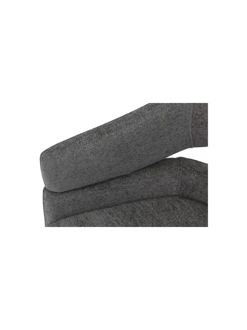 Scaun tapitat Movelix rotativ, material boucle Raven 18 gri închis, picioare metalice negre