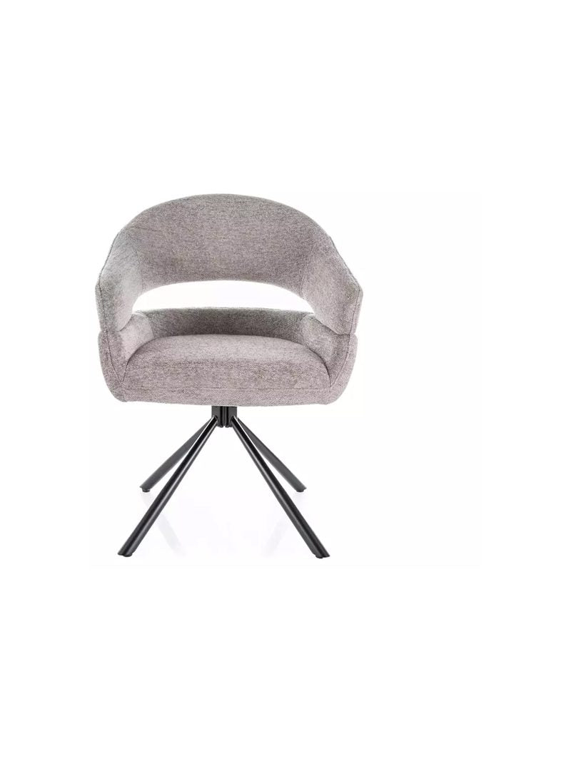 Scaun tapitat Movelix rotativ cu material boucle gri Raven 07 și picioare metalice negre
