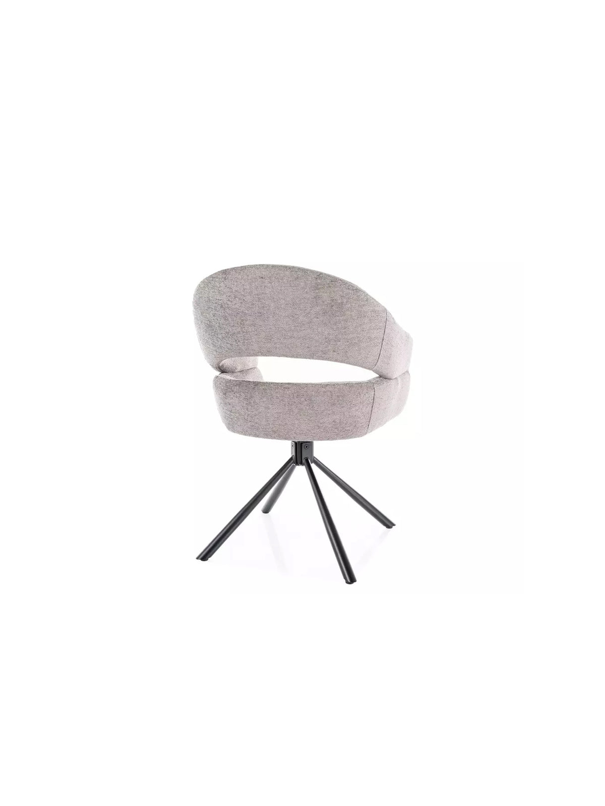 Scaun tapitat Movelix rotativ cu stofă boucle gri Raven 07 și picioare metalice negre