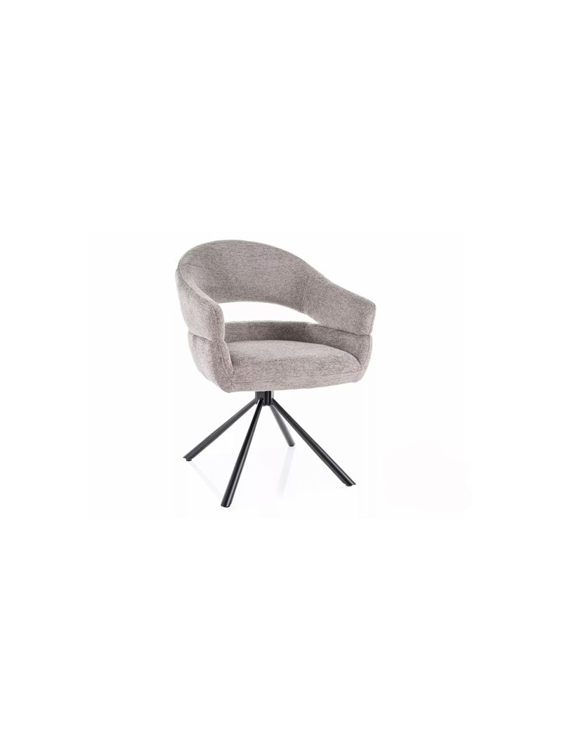 Scaun tapitat Movelix rotativ în material boucle gri Raven 07, picioare metalice negre