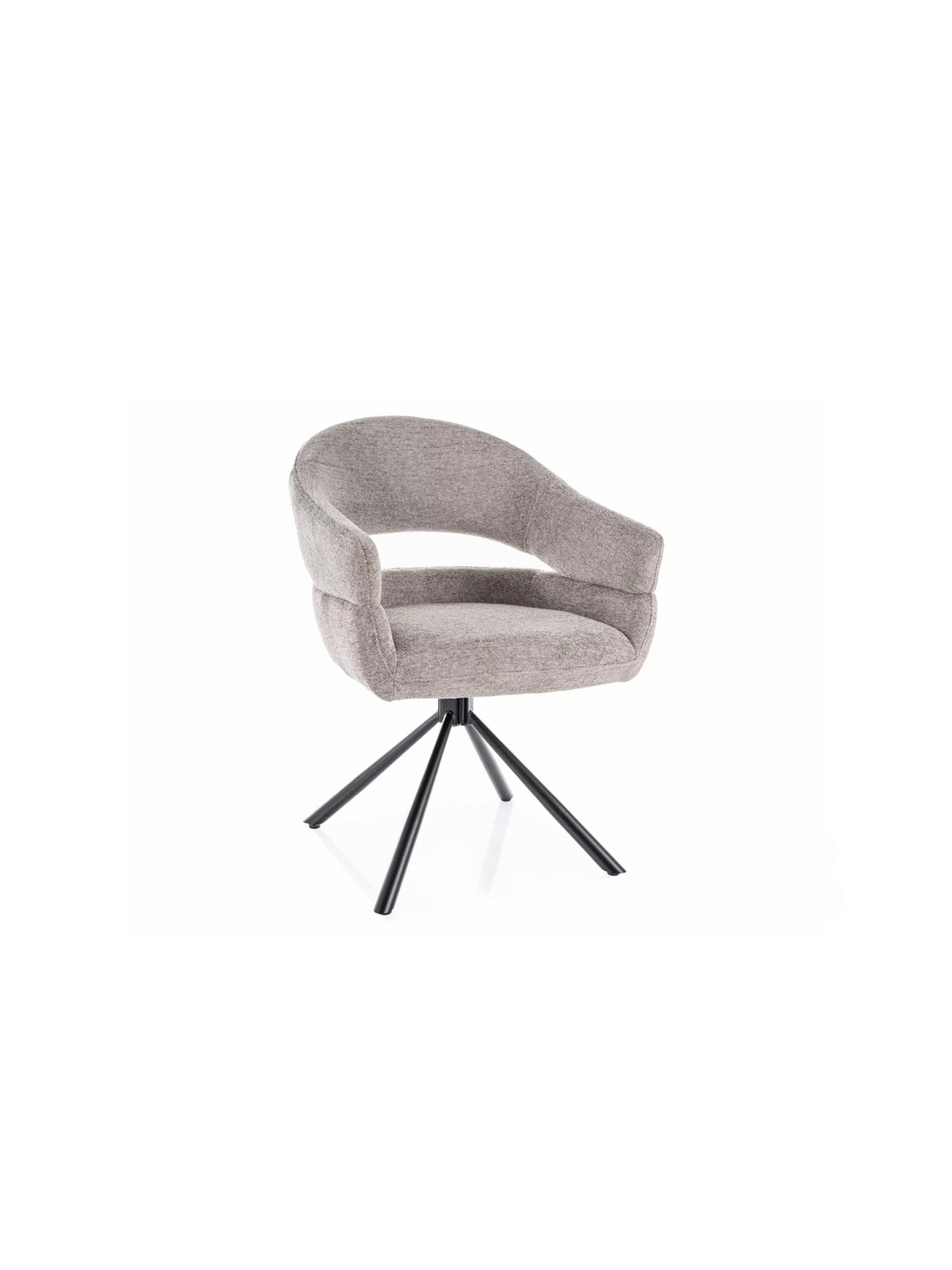 Scaun tapitat Movelix rotativ în material boucle gri Raven 07, picioare metalice negre