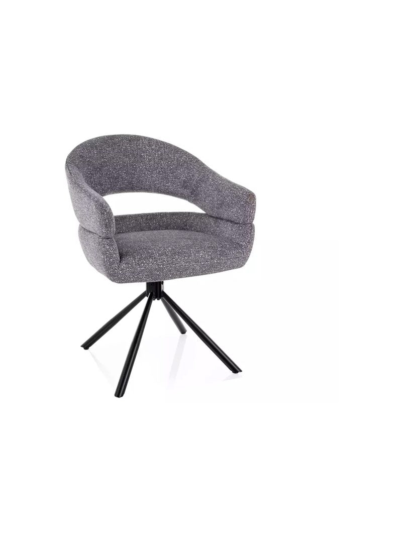 Scaun tapițat rotativ Movelix, gri, cu picioare negre din metal, vedere frontală