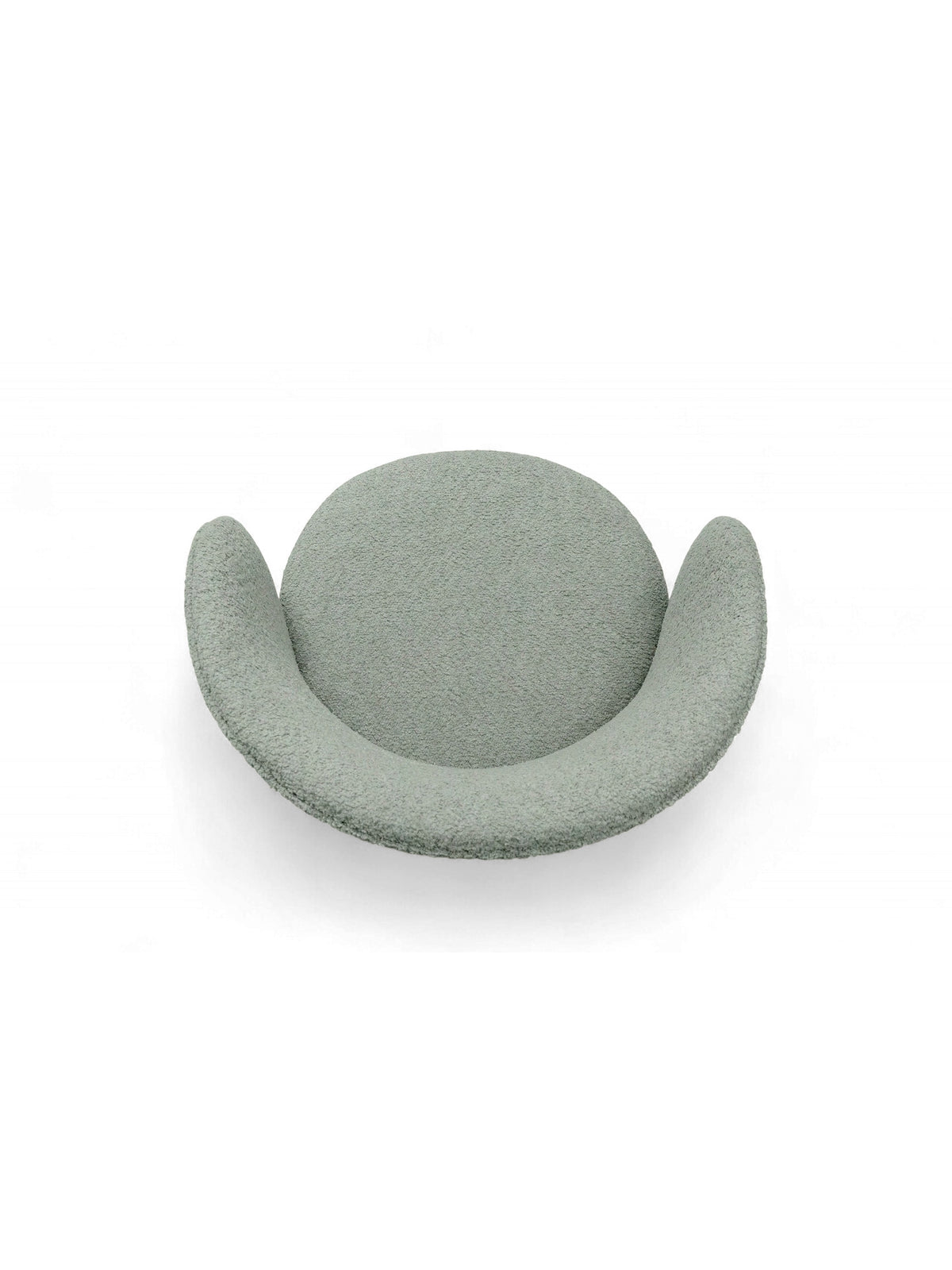 Scaun tapițat Orevi tip cubelă în material bouclé verde deschis Catch Me 13, vedere de sus
