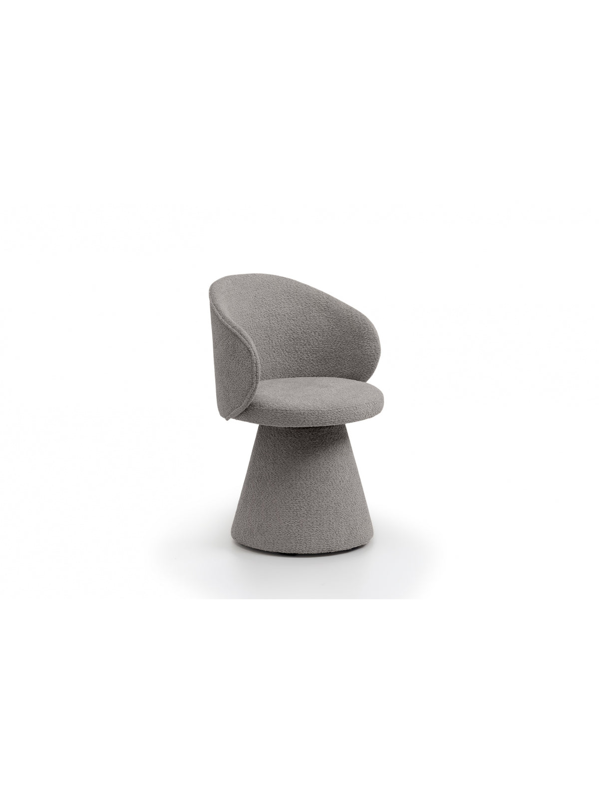 Scaun tapițat Orevi cu șezut tip găleată, finisaj gri, design modern organic