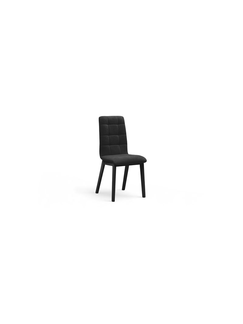 Scaun tapitat Platinum 4 negru cu picioare din lemn, vedere întreagă