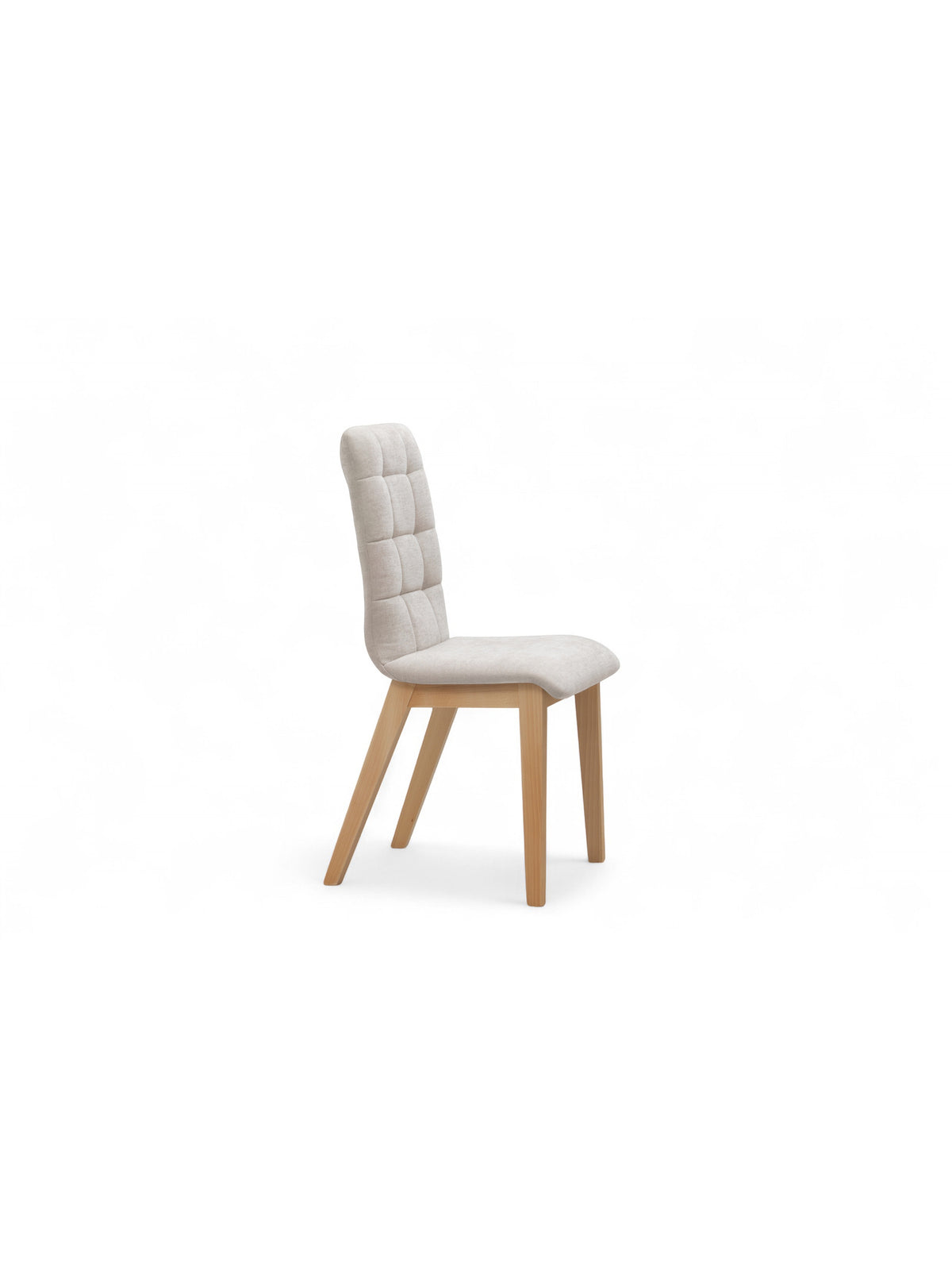 Scaun tapițat Platinum 4 gri deschis, material szenil Wind 05, picioare din fag, vedere laterală