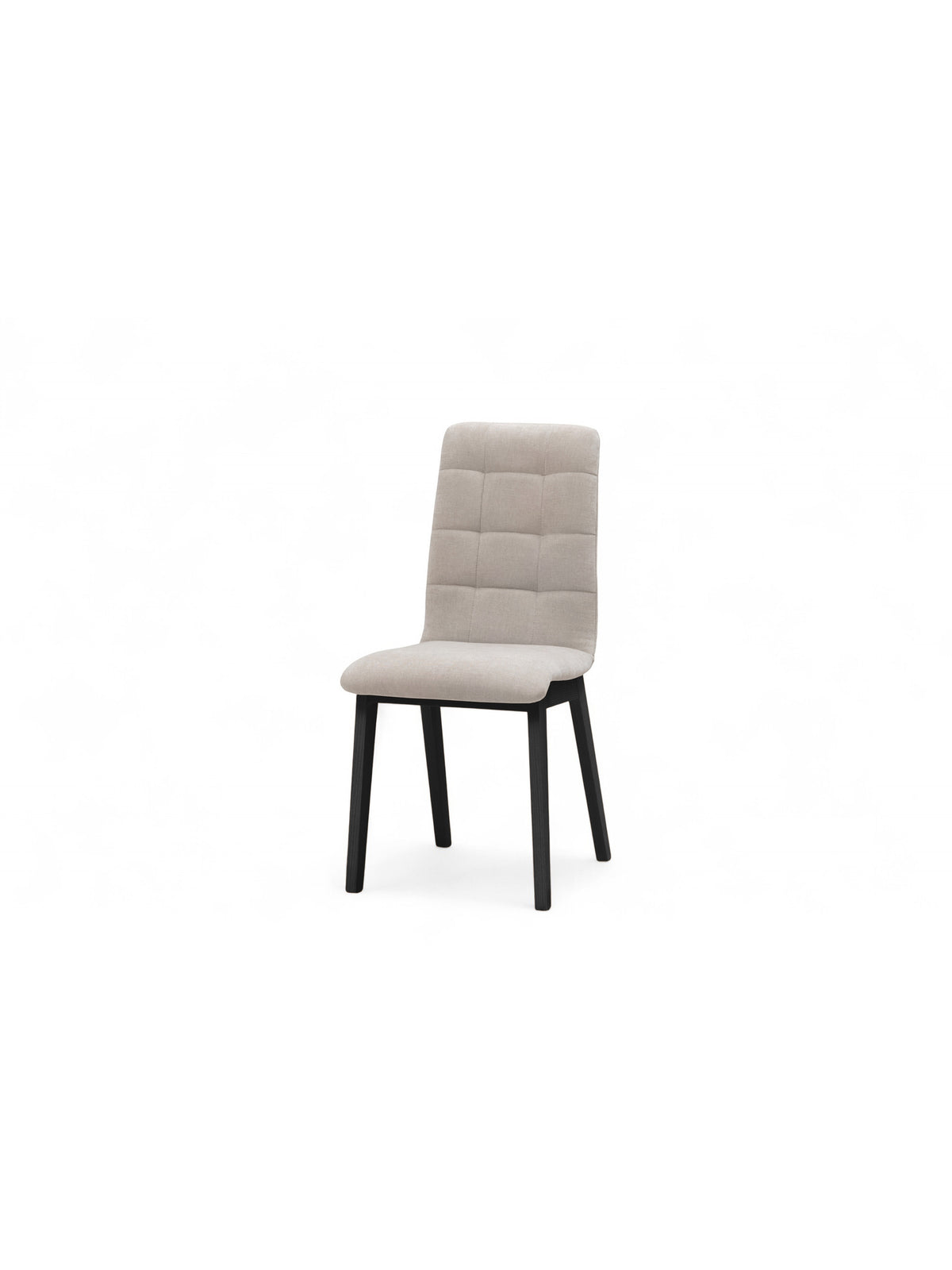 Scaun tapitat Platinum 4 gri deschis szenil Wind 05 cu picioare negre văzut din față