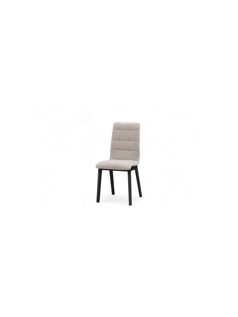 Scaun tapitat Platinum 4 gri deschis szenil Wind 05 cu picioare negre văzut din față