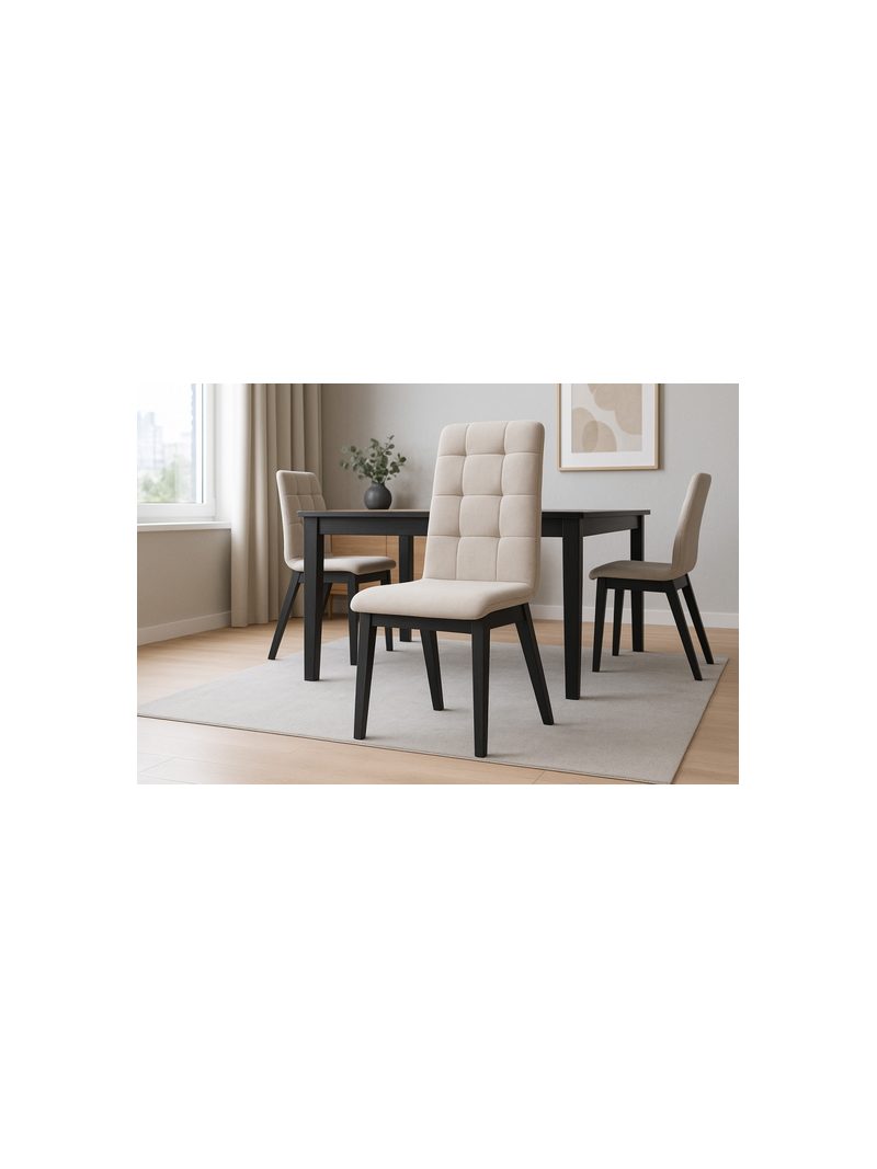 Scaun tapitat Platinum 4 gri deschis Wind 05, picioare negre văzut din față