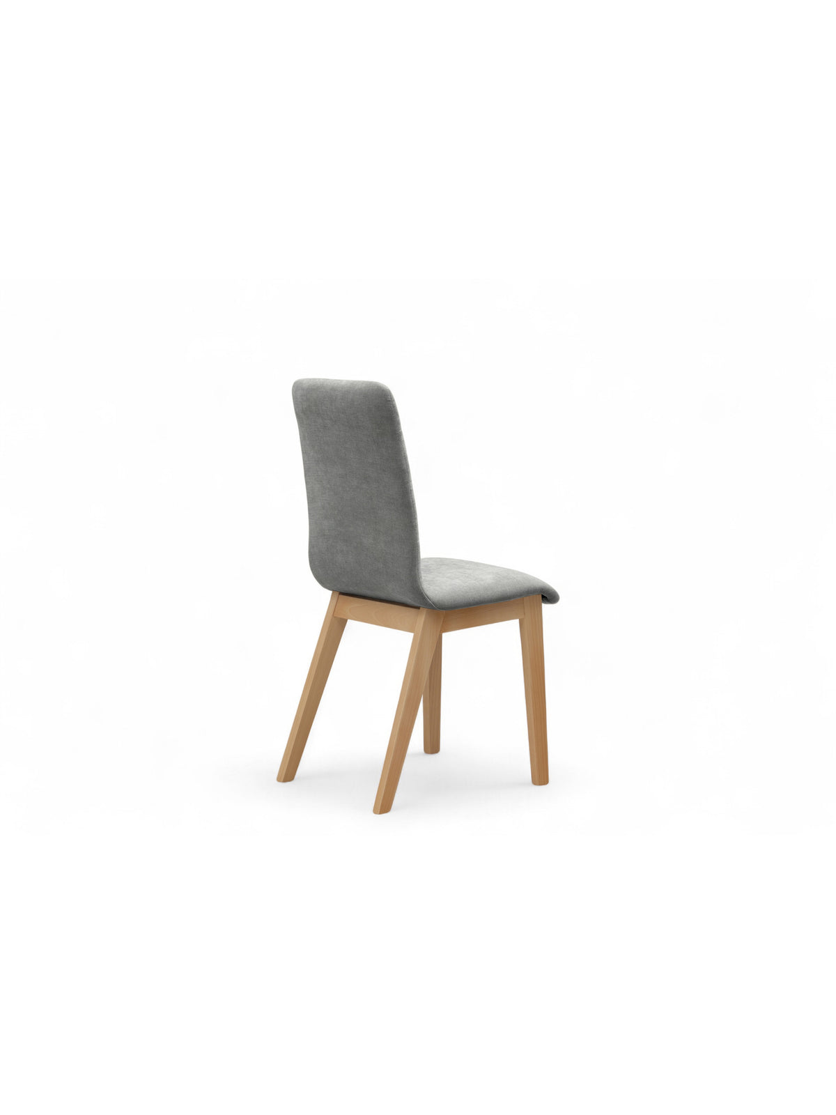 Scaun tapitat Platinum 4 material szenil gri Wind 90, picioare din lemn fag, vedere laterală
