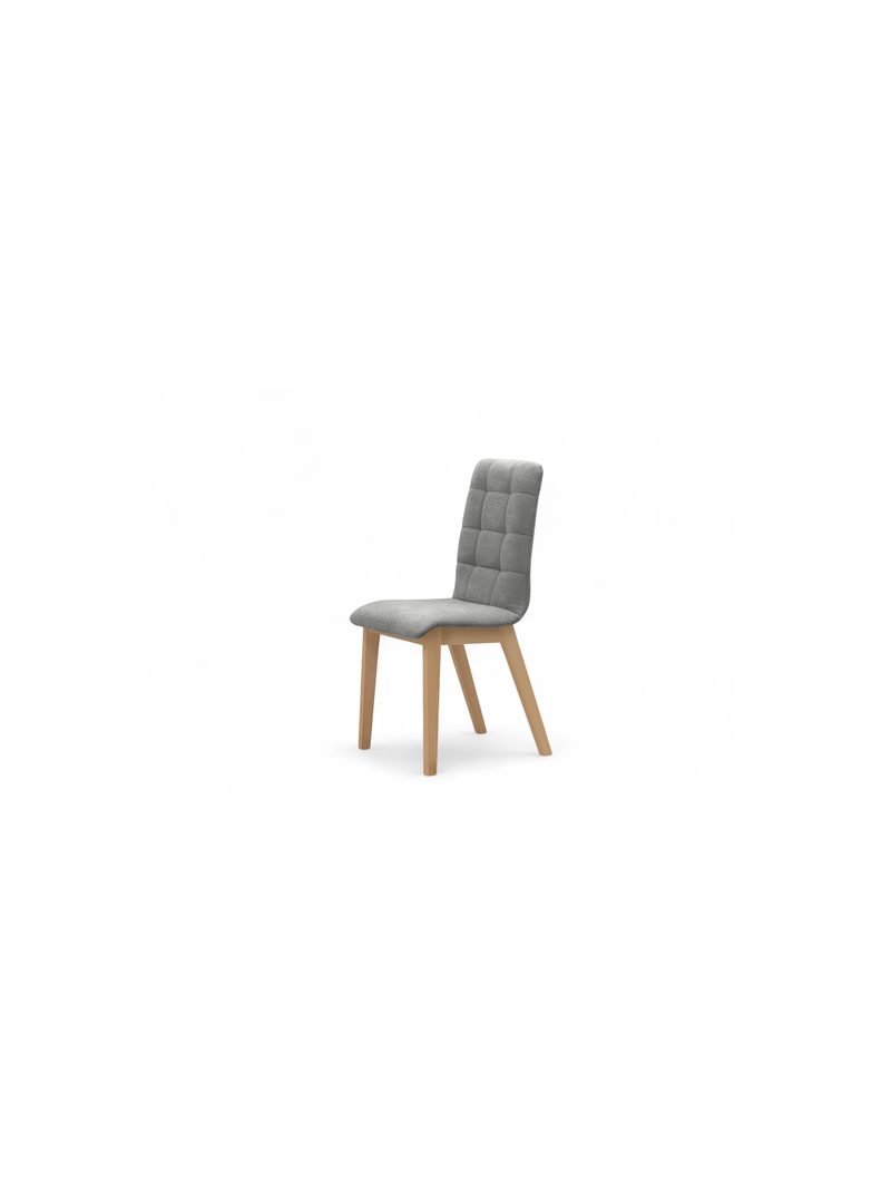 Scaun tapiţat Platinum 4 material Wind 90 gri, picioare din lemn de fag, vedere laterală