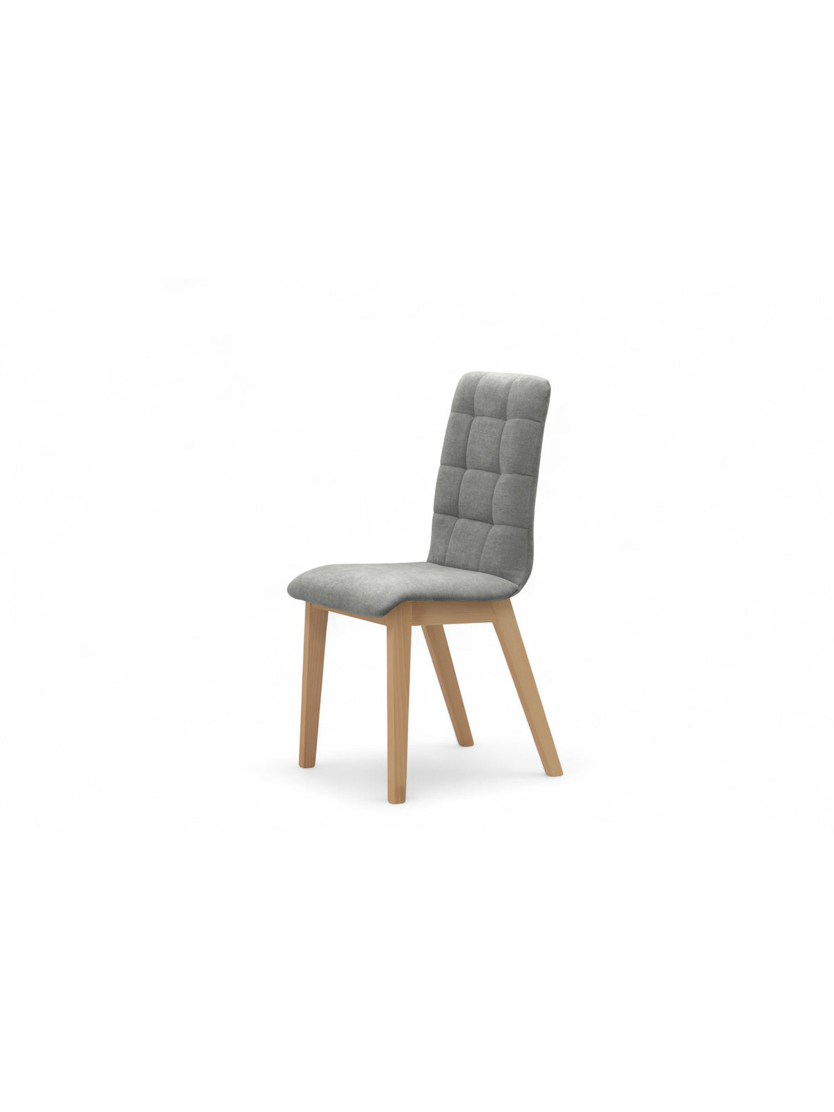 Scaun tapiţat Platinum 4 material Wind 90 gri, picioare din lemn de fag, vedere laterală