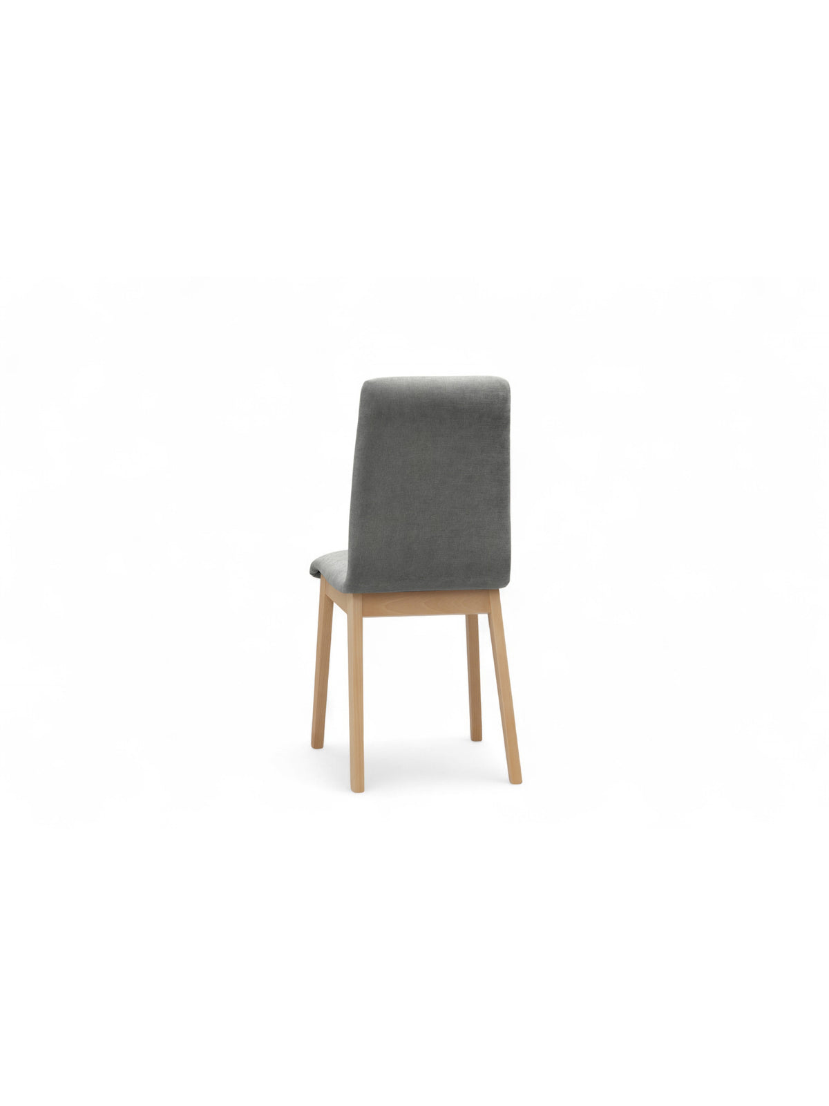 Scaun tapițat Platinum 4, material szenil Wind 90 gri, picioare lemn de fag, vedere din spate
