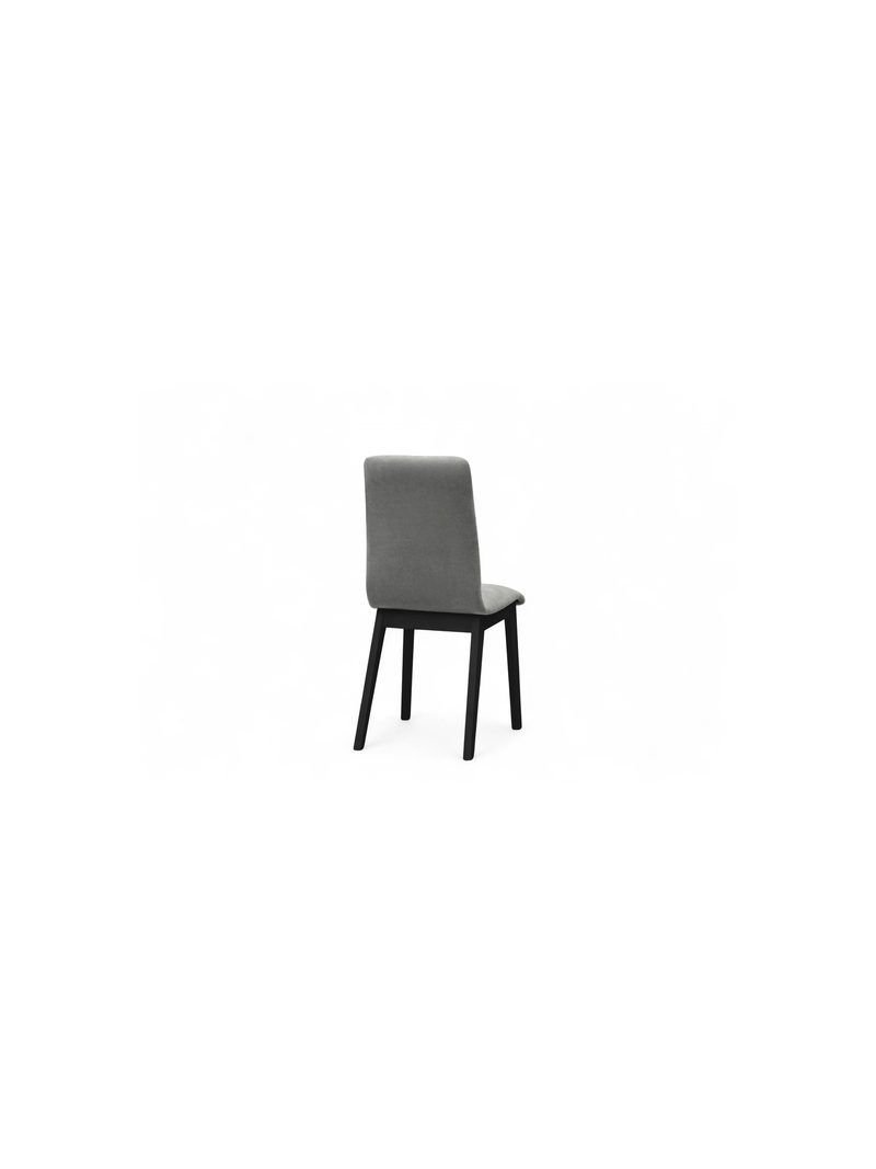 Scaun tapitat Platinum 4 cu material Wind 90 gri și picioare negre, vedere din spate