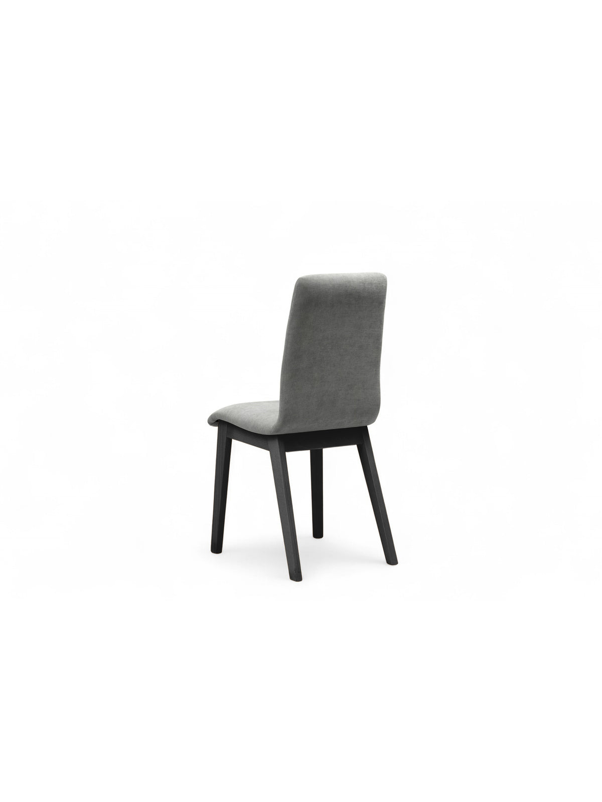 Scaun tapițat Platinum 4 în material Wind 90 gri, cu picioare negre, vedere spate