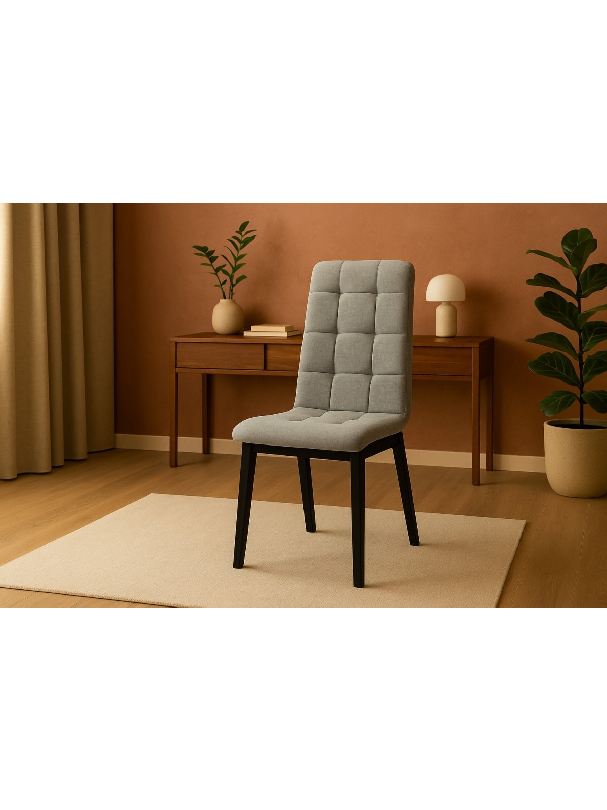 Scaun tapitat Platinum 4 gri szenil Wind 90 cu picioare negre, vedere frontală
