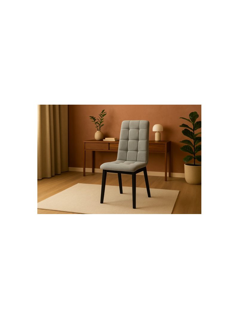 Scaun tapitat Platinum 4 gri szenil Wind 90 cu picioare negre, vedere frontală