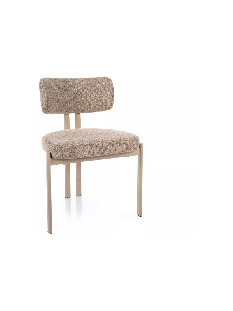 Scaun tapițat Seluvo bej cu picioare metalice cashmere, vedere frontală