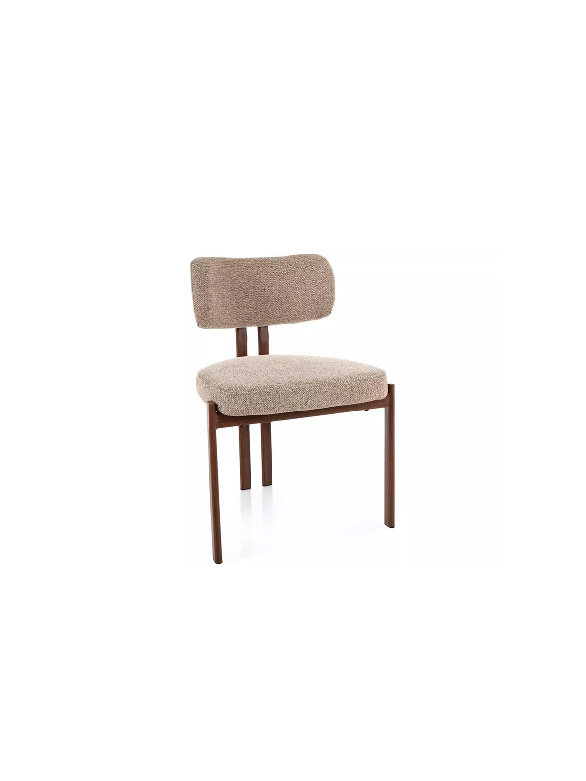 Scaun tapițat Seluvo bej cu picioare metalice culoarea nucului