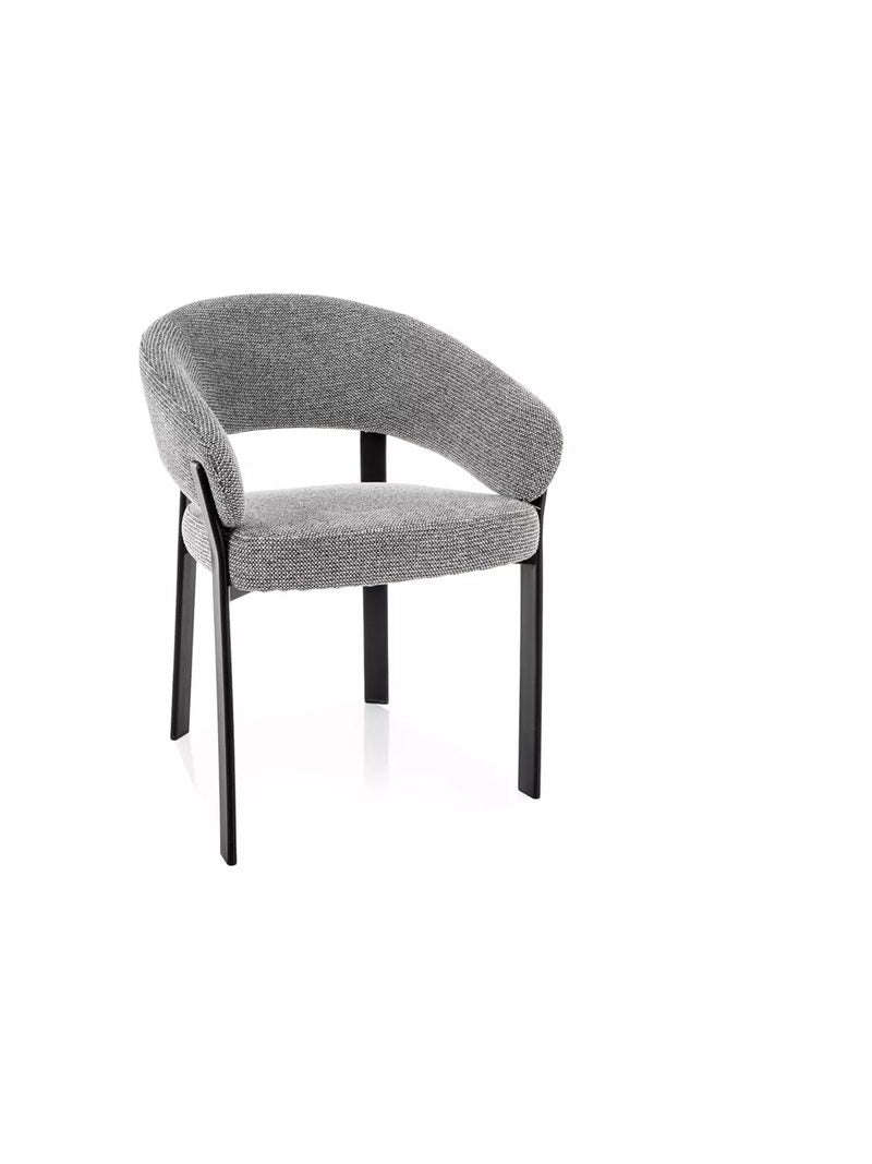 Scaun tapițat Varexo gri cu picioare negre din metal, vedere frontală