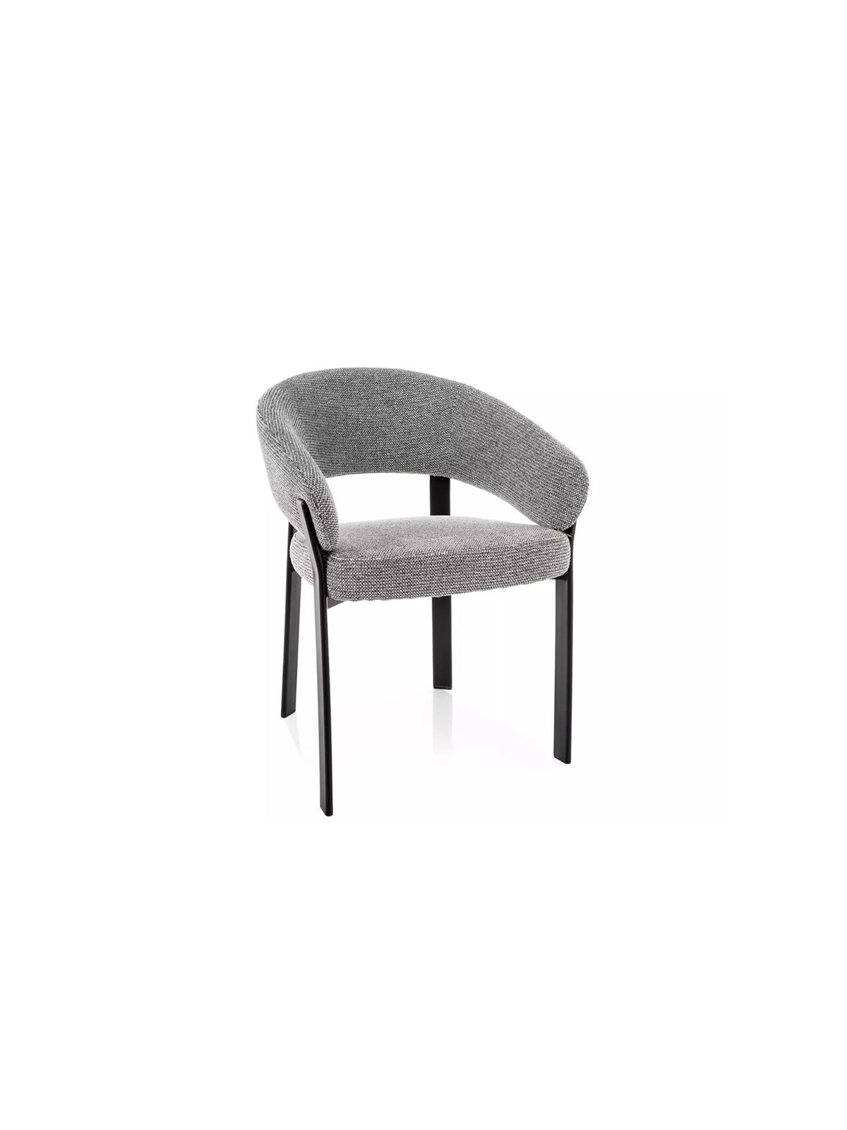Scaun tapițat Varexo gri cu picioare negre din metal, vedere frontală