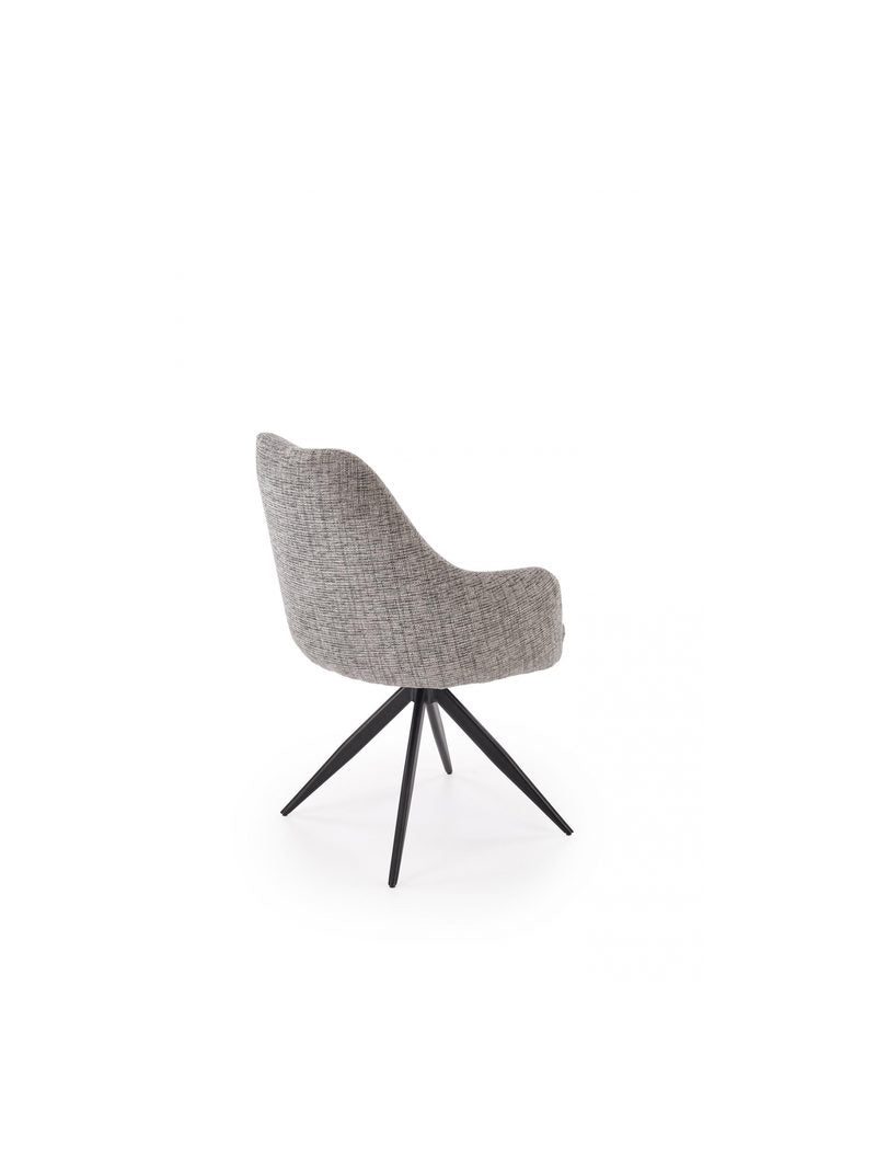 Scaun tapitat Volaro rotativ gri deschis cu picioare metalice negre