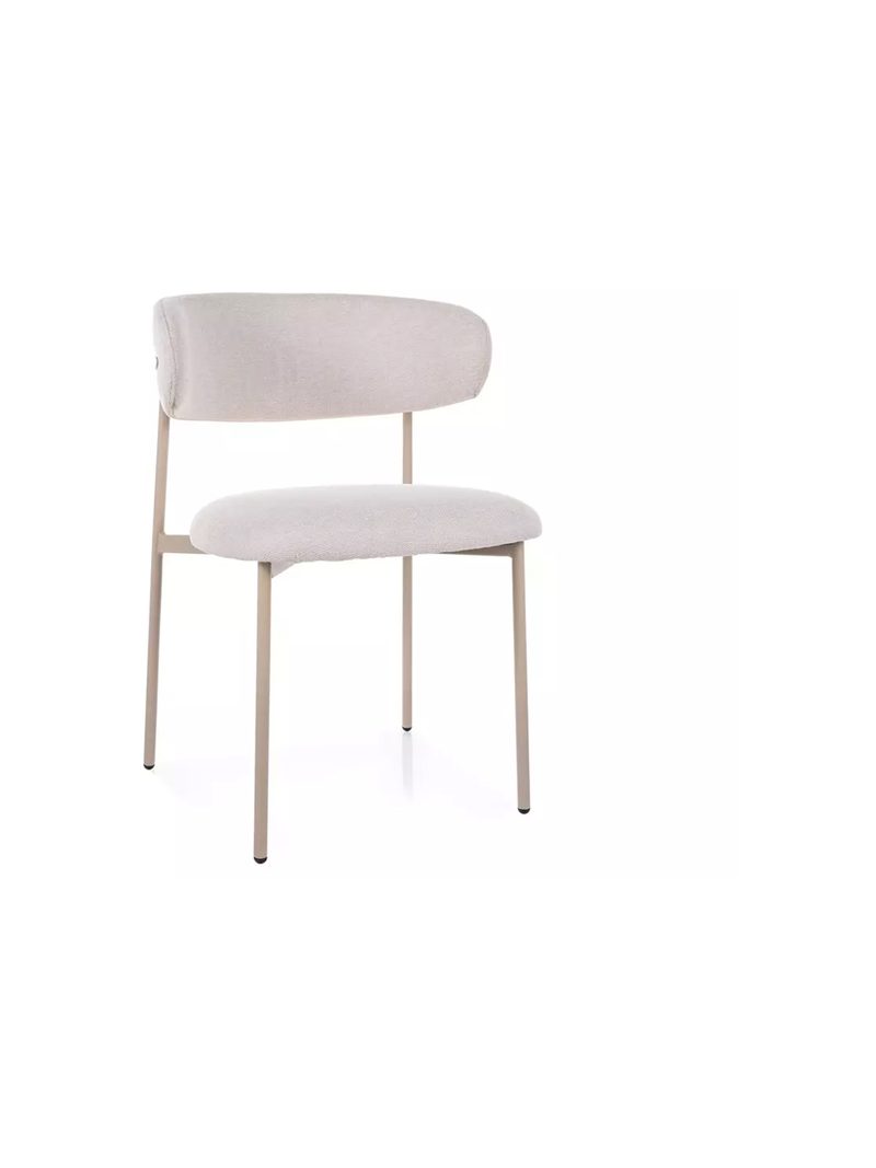 Scaun tapițat Zentari bej deschis pe cadru metalic, stil Modern Organic