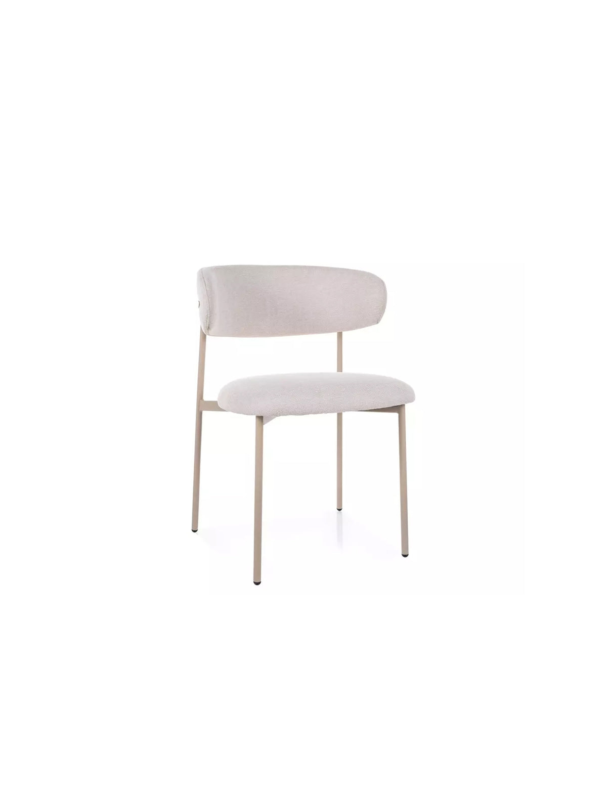 Scaun tapițat Zentari bej deschis pe cadru metalic, stil Modern Organic