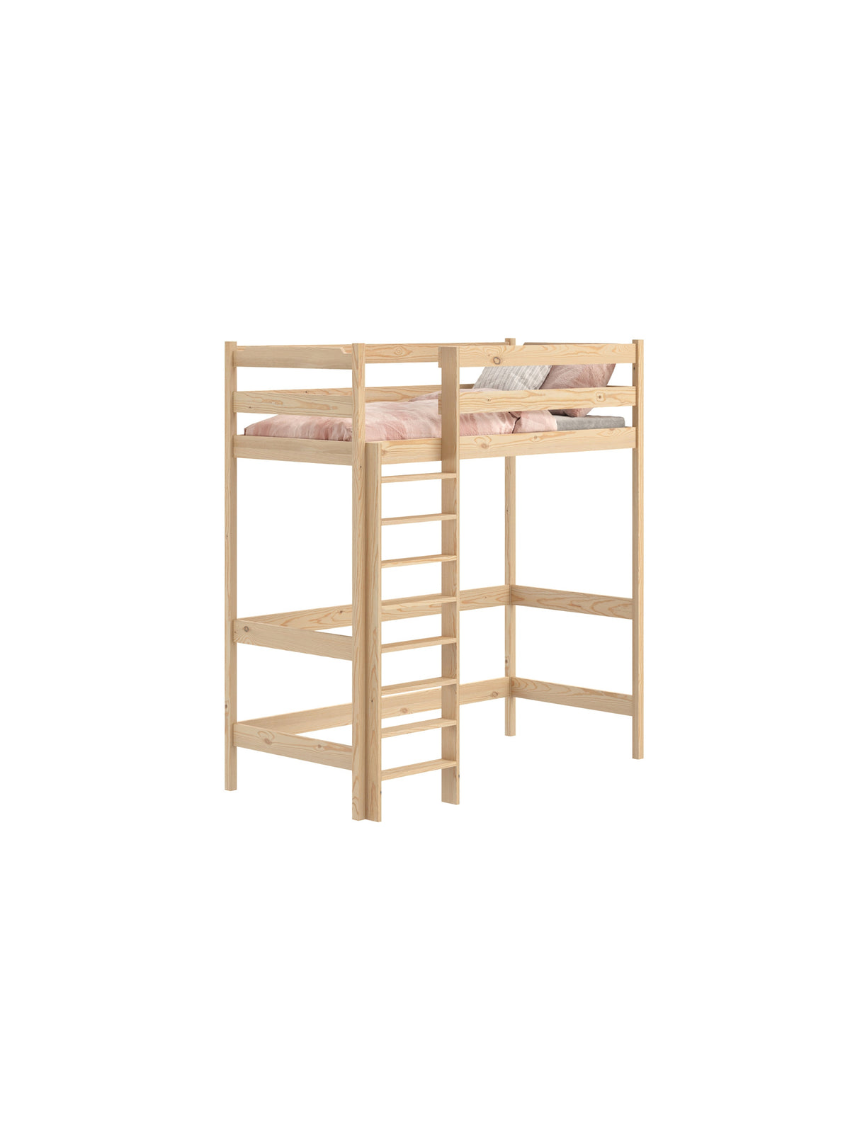 Pat copii Samio 90x180 etajat din lemn de pin, culoare maro
