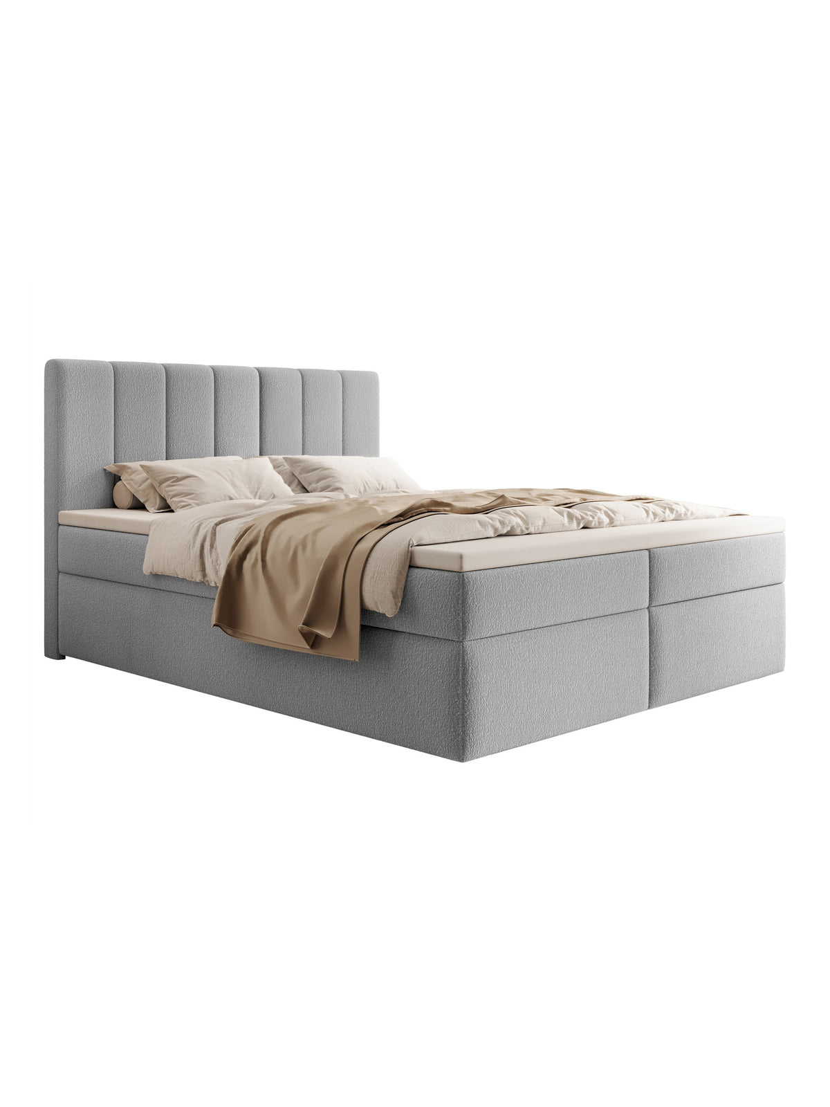 Pat continental Mareli 180x200 gri boucle cu spații de depozitare