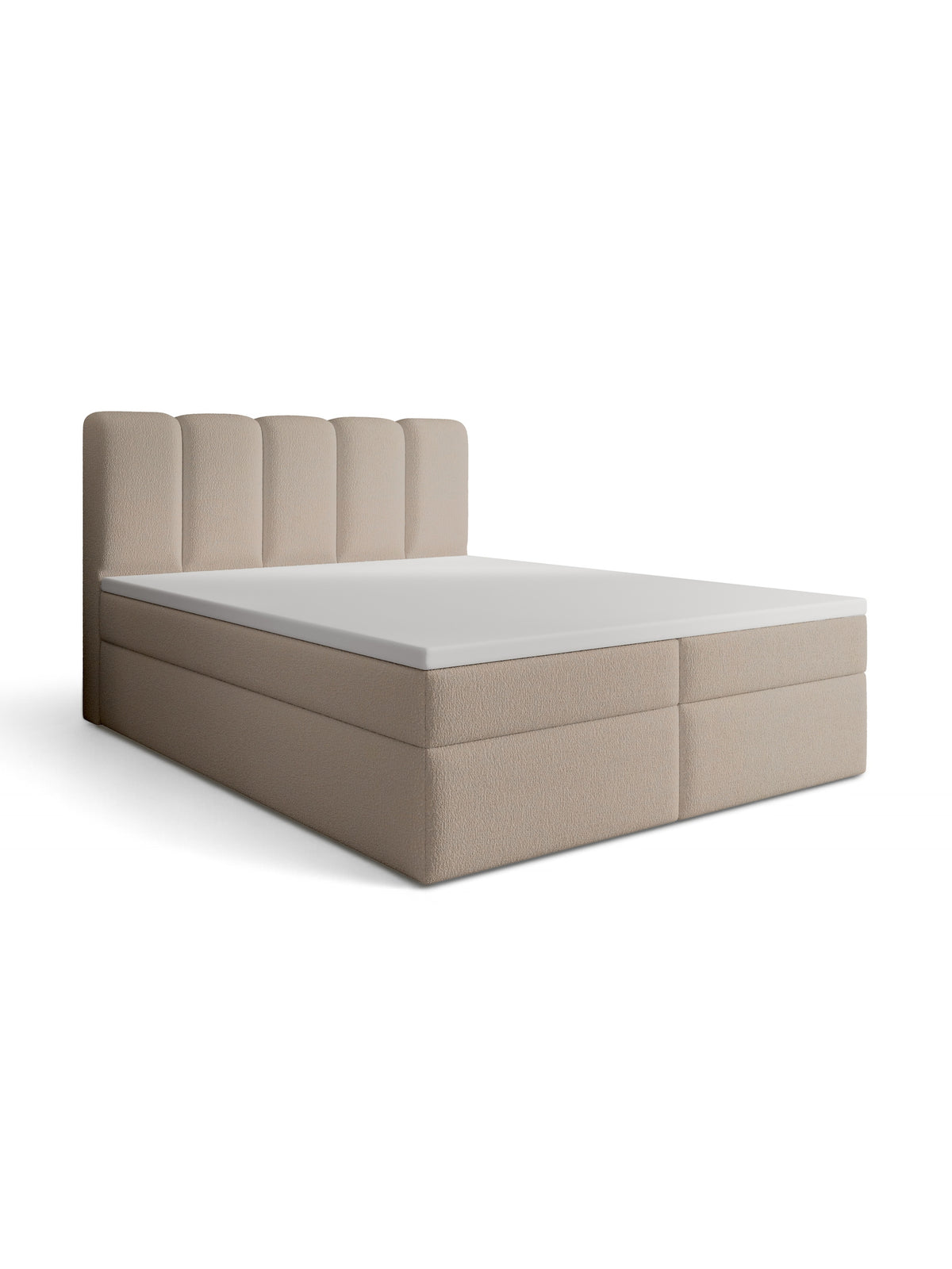 Pat continental Tenor 180x200 dimensiuni, tapițerie boucle beige închis Quelle 05 vedere frontală