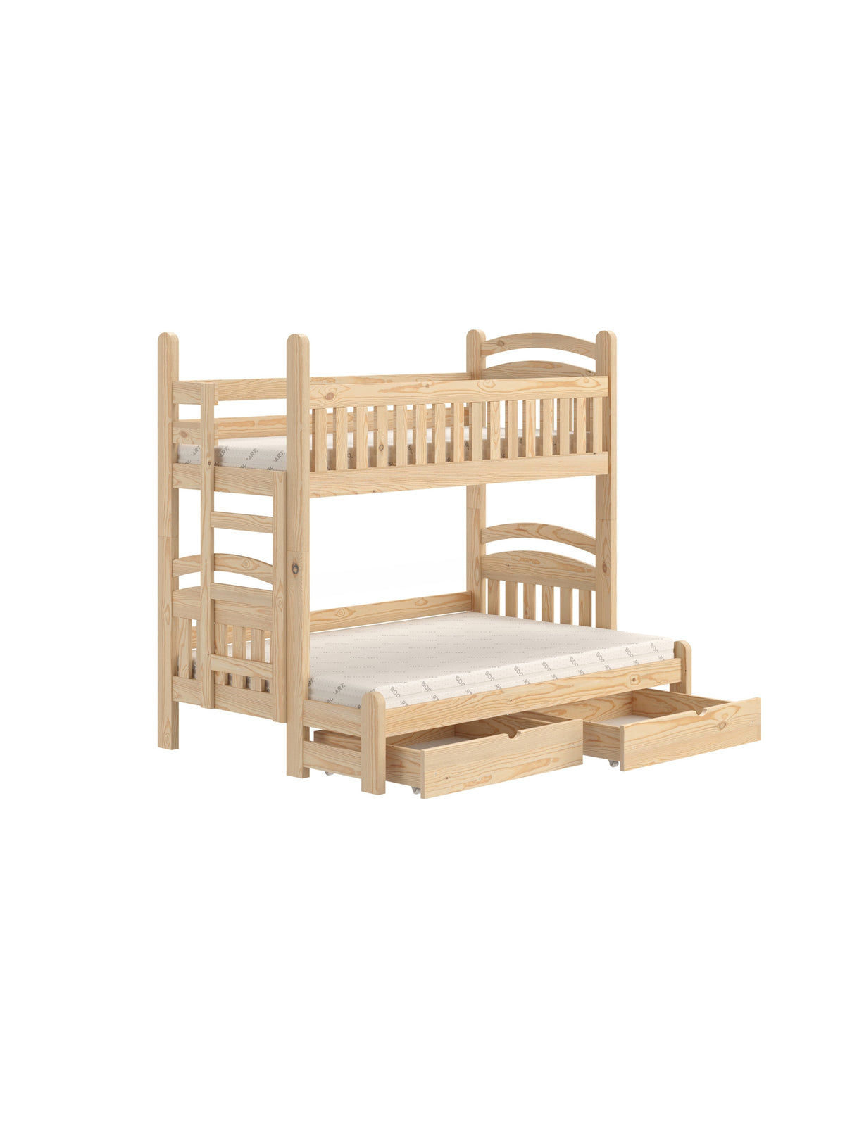 Pat dormitor supraetajat Amely Maxi 80x200/120x200 stânga din lemn cu sertare pentru lenjerie