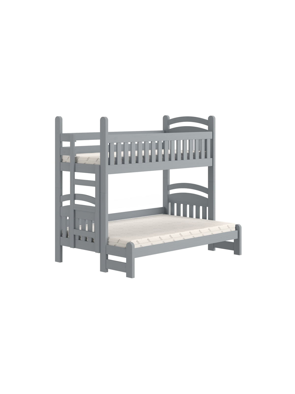 Pat dormitor Amely Maxi 80x200/120x200 stânga, gri cu structură din lemn