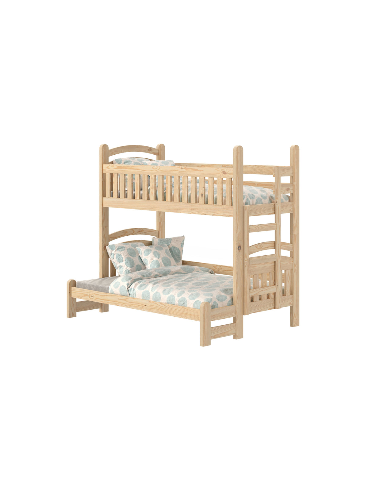 Pat supraetajat Amely Maxi din lemn de pin 90x200 și 120x200 cu scară dreapta
