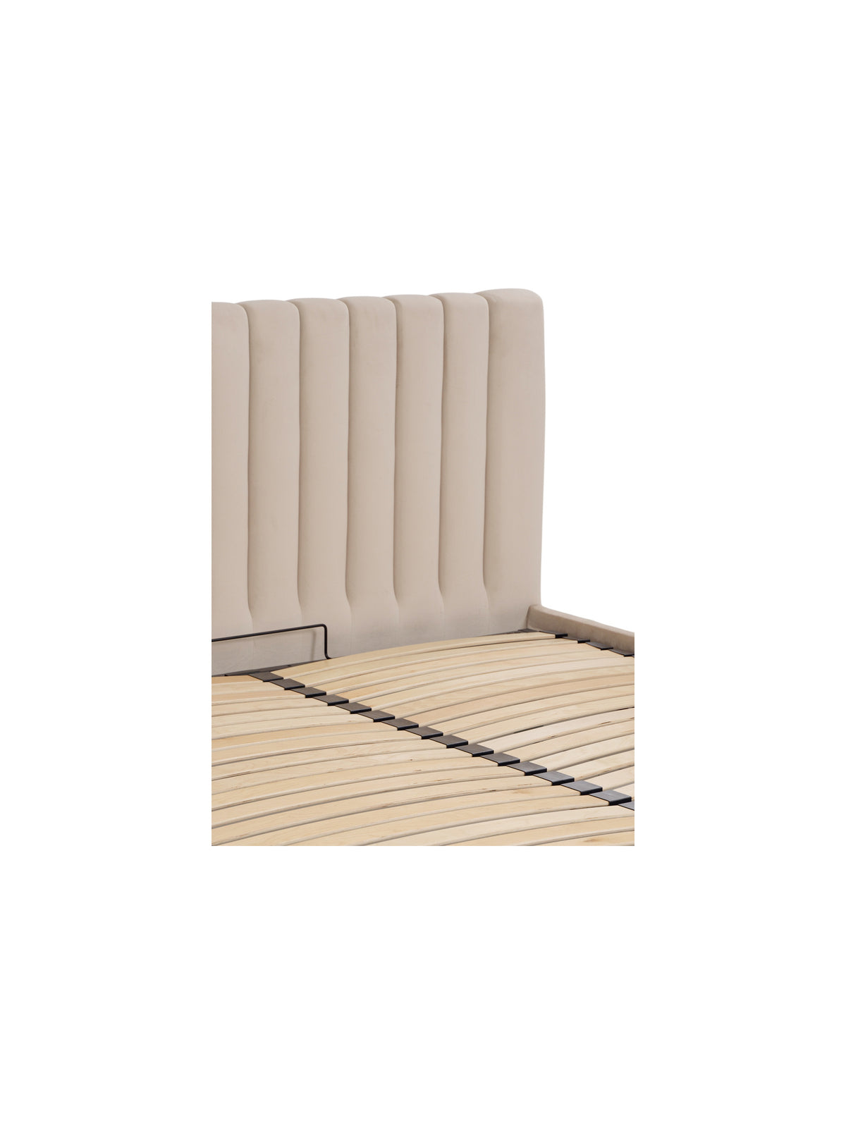 Pat tapițat Livani 140x200 cu spațiu de depozitare, tablie bej deschis