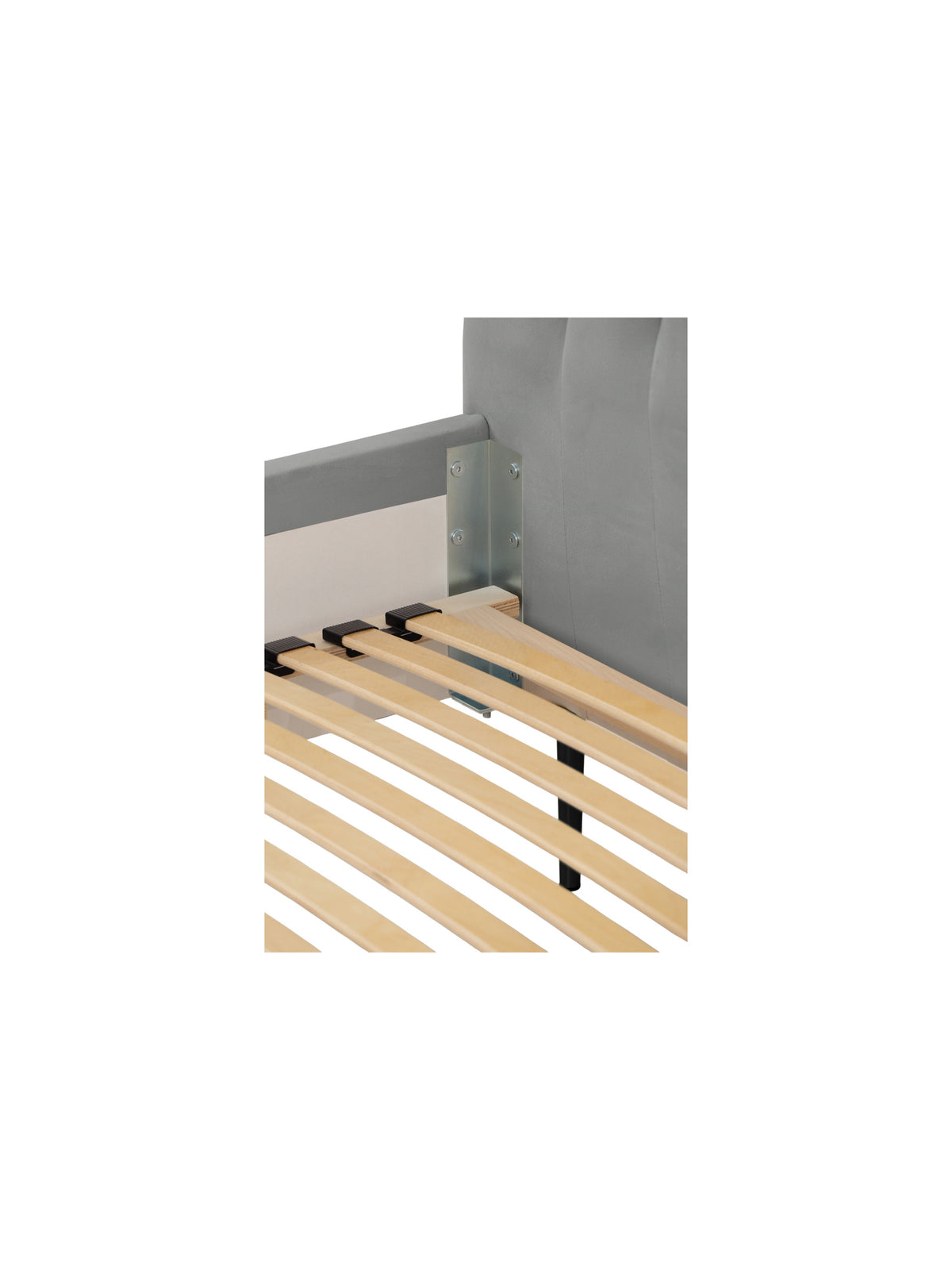 Detaliu suport lamele pat tapițat Livani 160x200 catifea Velluto 16 gri