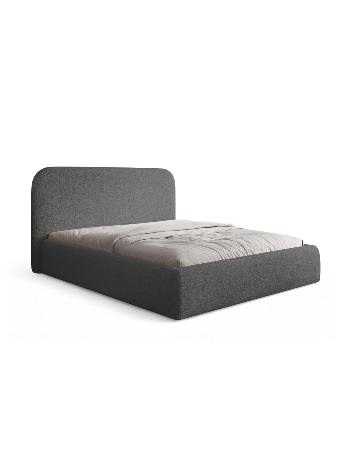 Pat tapițat Rasel 180x200 gri închis boucle vedere din față