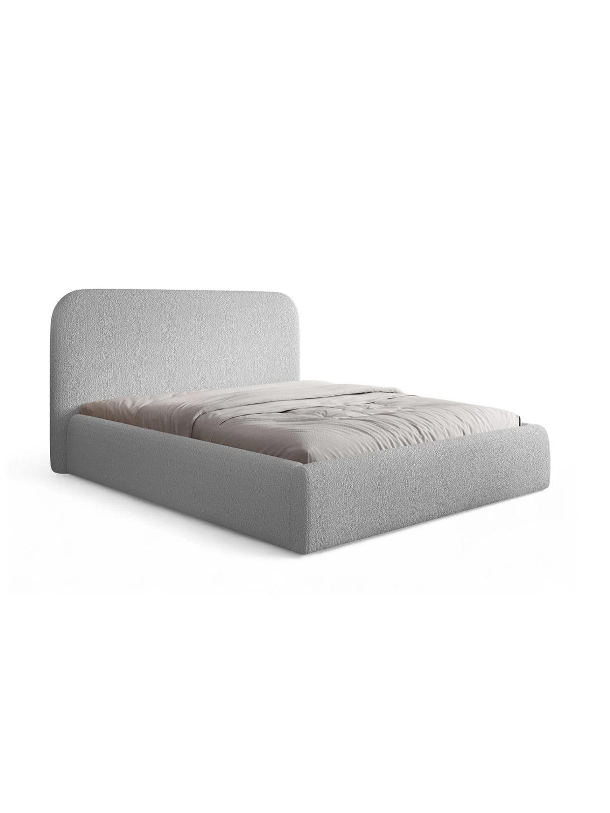 Pat tapițat Rasel 180x200 gri bouclé Quelle 83 cu tablie înaltă