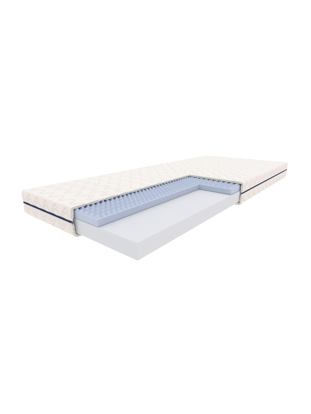 Saltea pentru copii din spumă Luna 15 cm cu secțiune ce arată miezul de spumă