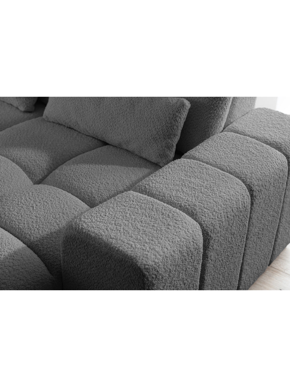 Colțar Magnelio L electric stânga material boucle gri detaliu textură