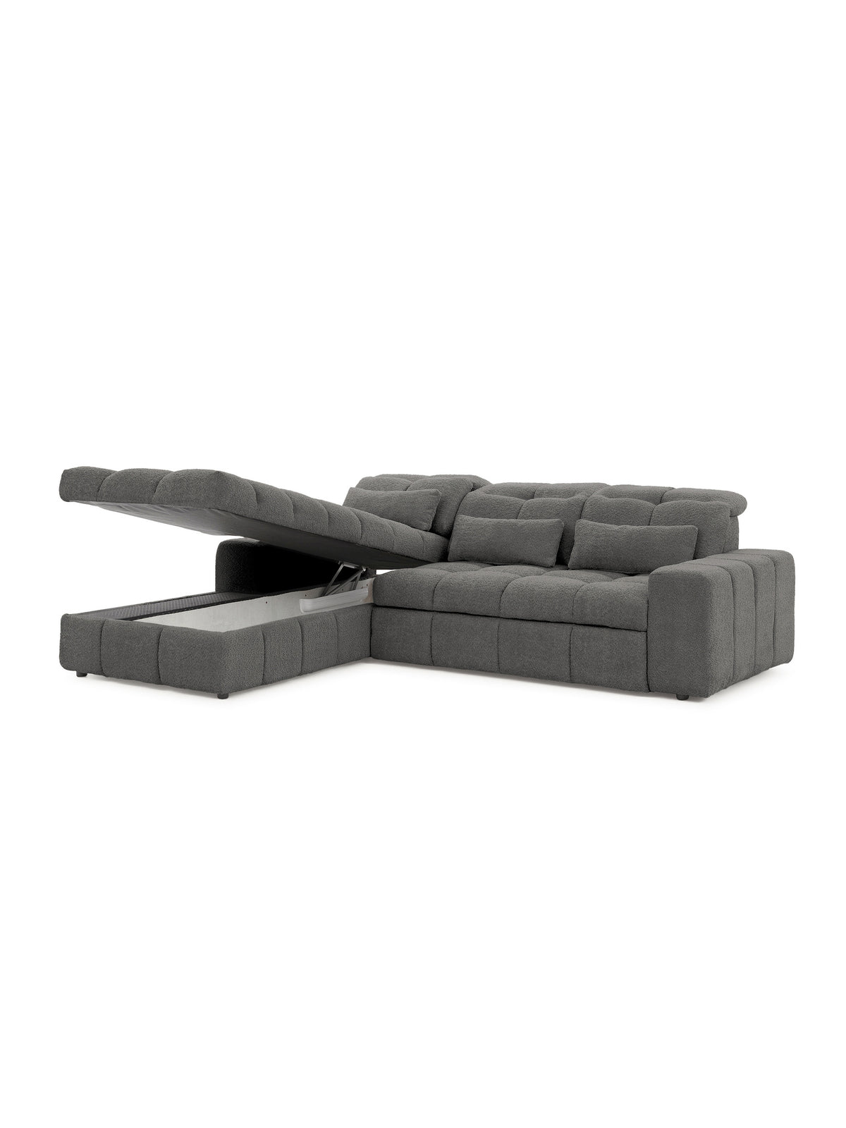 Colțar stânga Magnelio Mini electric gri bouclé Catch Me 25 cu funcție de dormit
