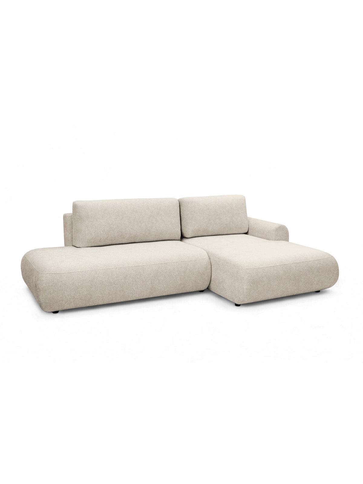 Colțar Lotulis L II drept cu spațiu de dormit bej deschis material textil Vibe 06