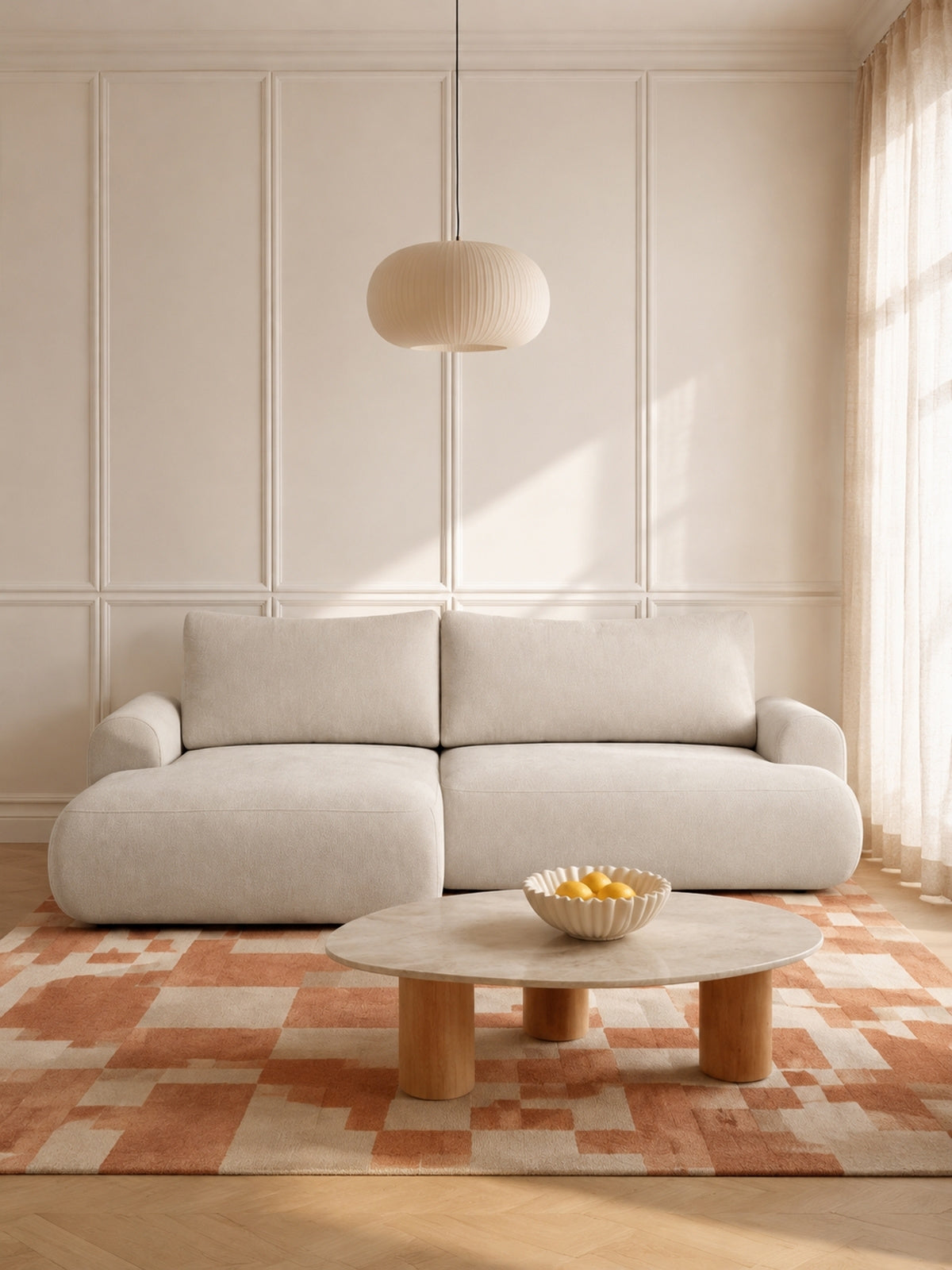 Colțar Lotulis Mini stânga bej deschis chenilă Vibe 06 modern și confortabil