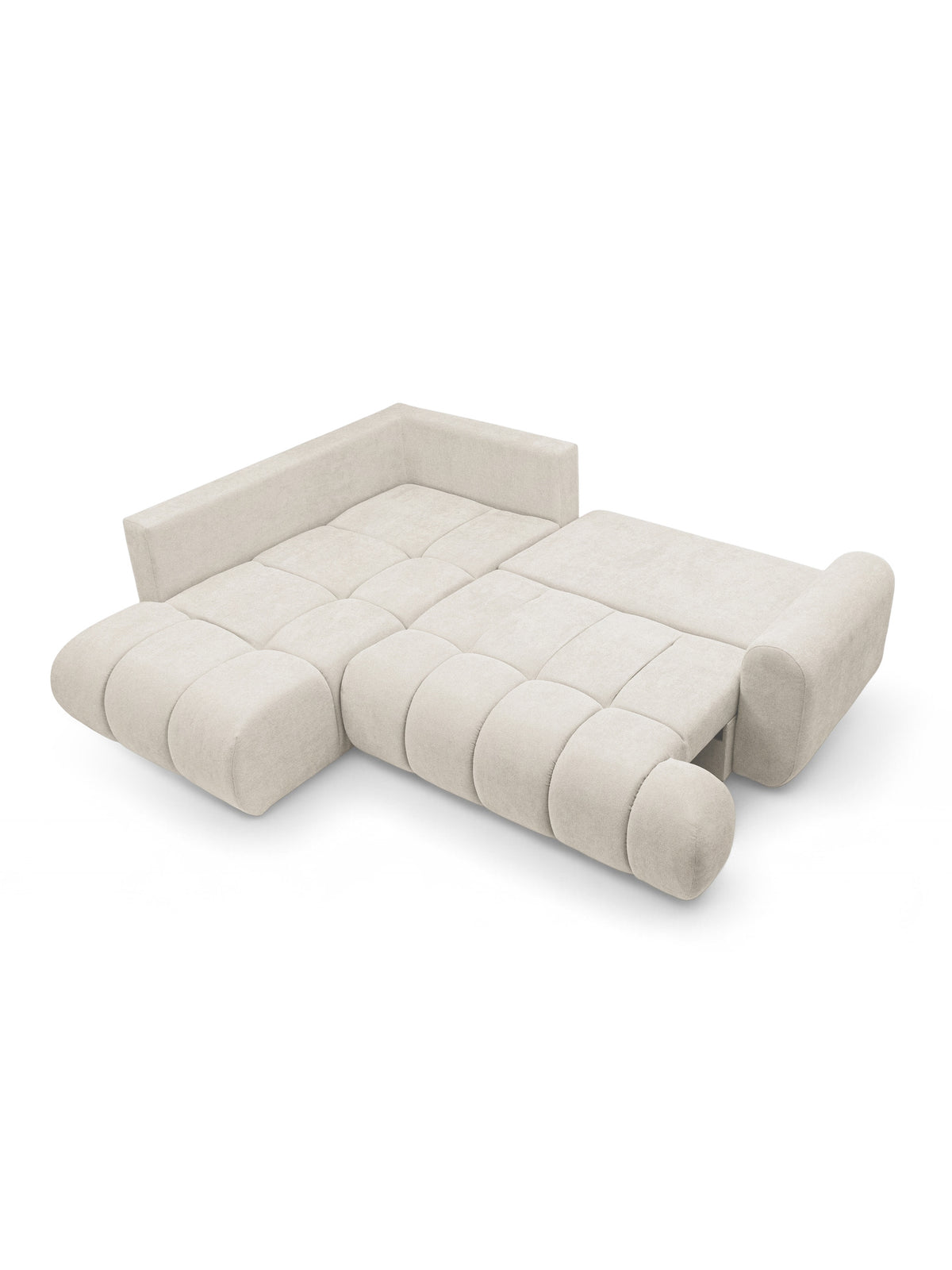 Colțar Lutario L stânga, textil bej deschis Vibe 06, extensibil pentru dormit