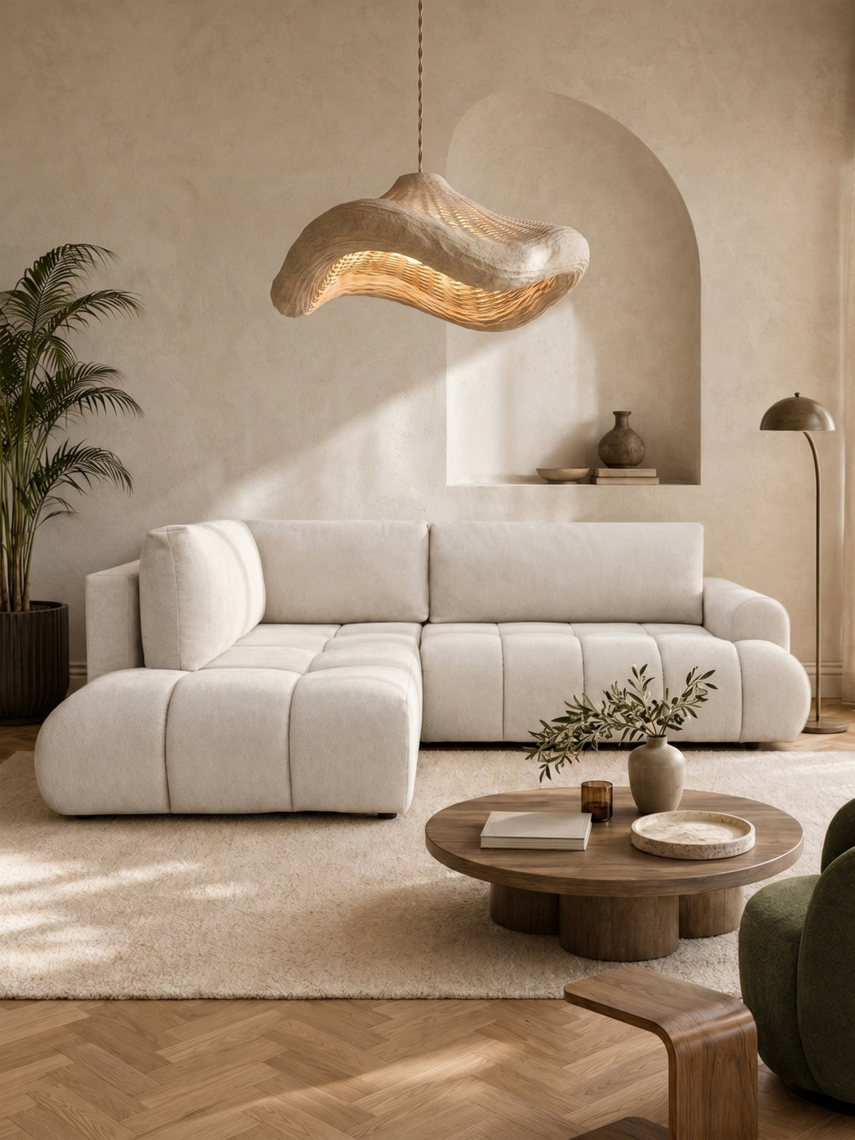 Colțar Lutario L stânga material textil Vibe 06 bej deschis