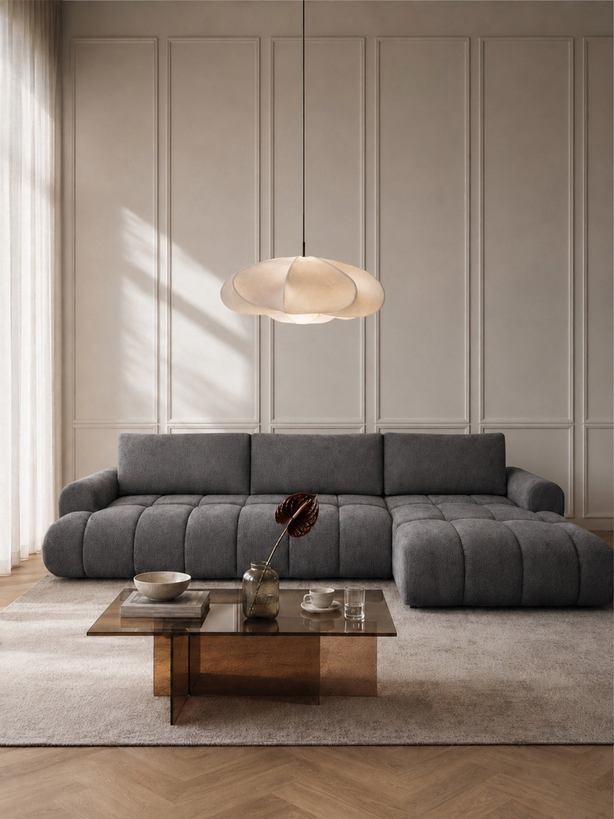 Colțar Lutario Maxi pe partea dreaptă gri szenil Vibe 95 în design modern