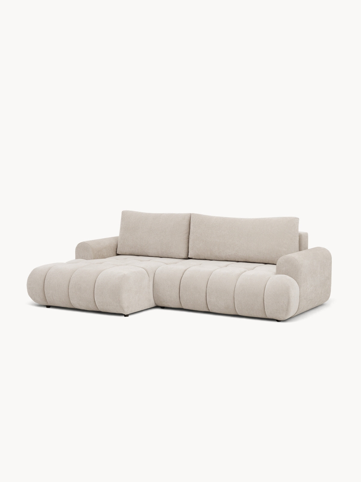 Colțar Lutario Mini cu funcție de somn stânga bej deschis material szenil Vibe 06