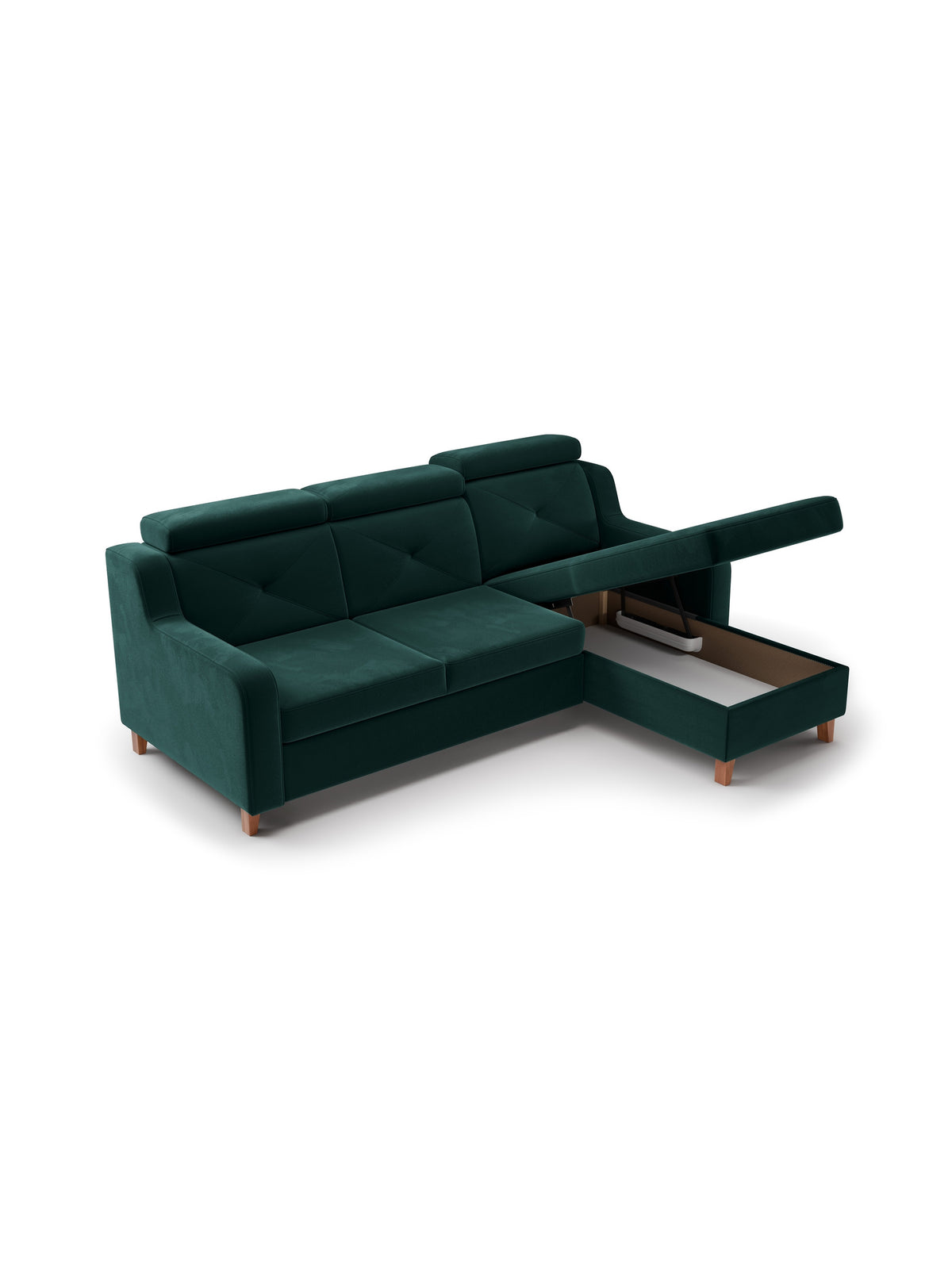 Canapea pe partea dreaptă extensibila Laksaro - verde catifea Trinity 28