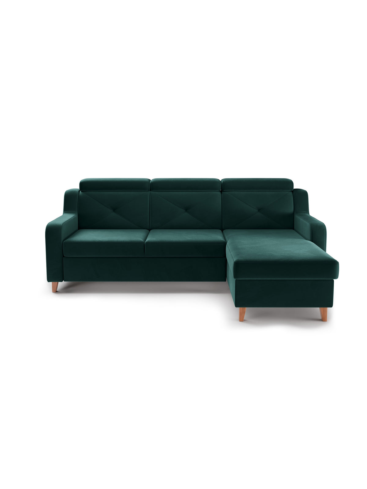 Canapea pe partea dreaptă extensibila Laksaro - verde catifea Trinity 28